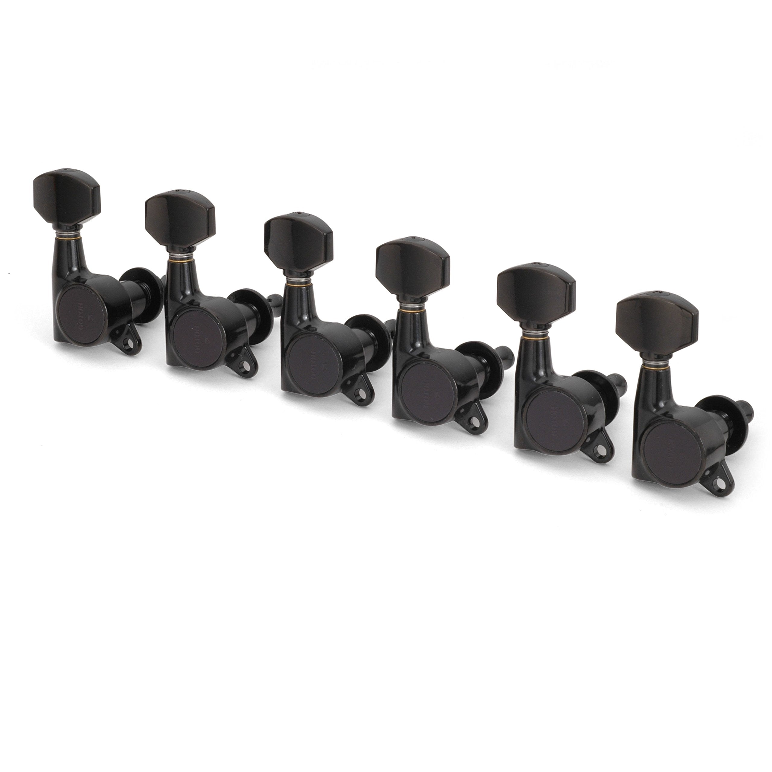 Gotoh Schaller Style Knob Tuning Machines, 6 In Line, Black