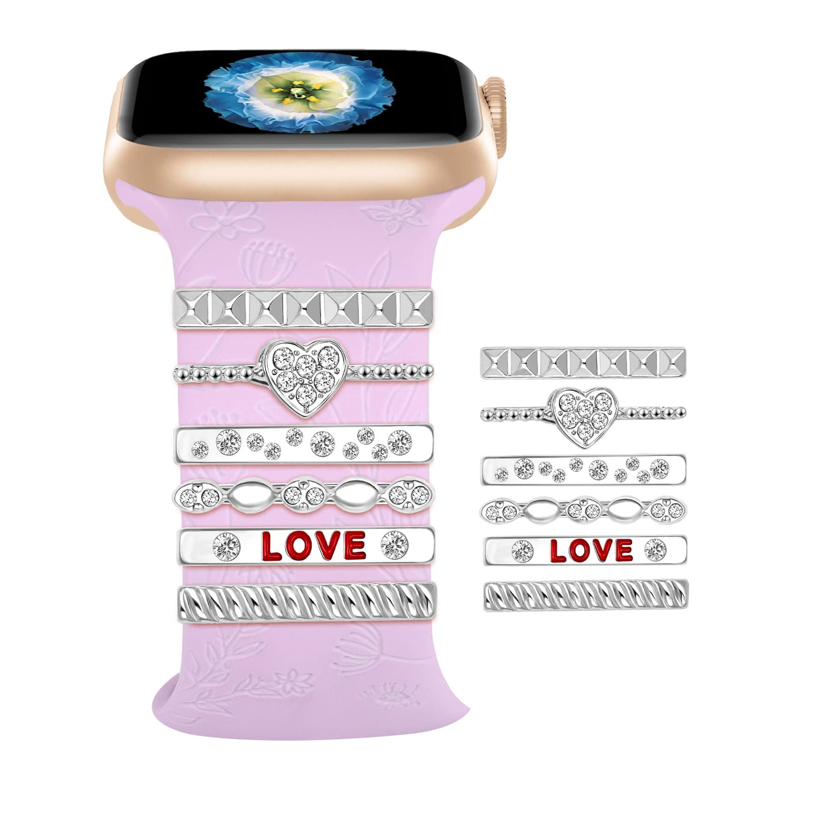 Band Charms For Apple Smart Watch - Decorative Ring Loops For Women 38Mm 40Mm 41Mm 42Mm 44Mm 45Mm Compatible With Iwatch Series 