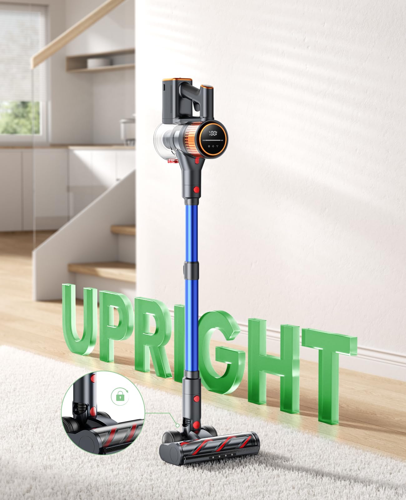 Cordless Vacuum Cleaner, 45Kpa 550W 60Mins Vacuum Cleaners For Home, Stick Vacuum Cordless Rechargeable, Wall Mount Charging, Se