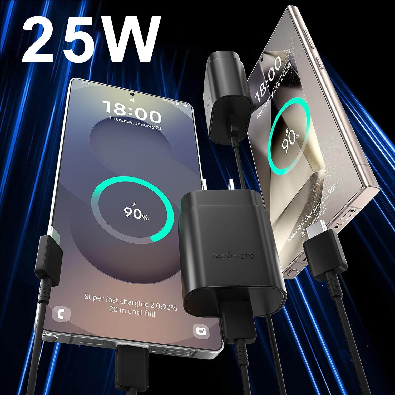 Usb C Charger, Fast Charging Block, Type-C Power Adapter. The Mobile Phone Charger Is Suitable For Samsung Galaxy S25/S24 S23 S2