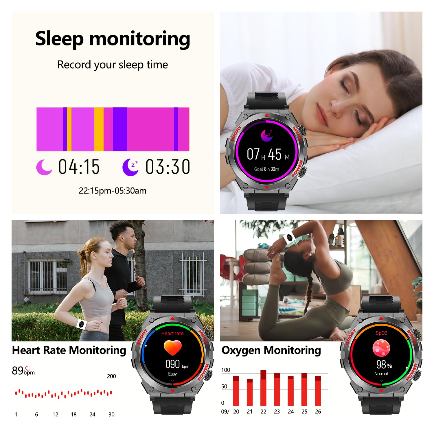 Jdcrsj Military Smart Watch, Smartwatch With Text And Call, Ai Built-In,Reply Sms,Heart Rate, Blood Oxygen, And Activity Tracker
