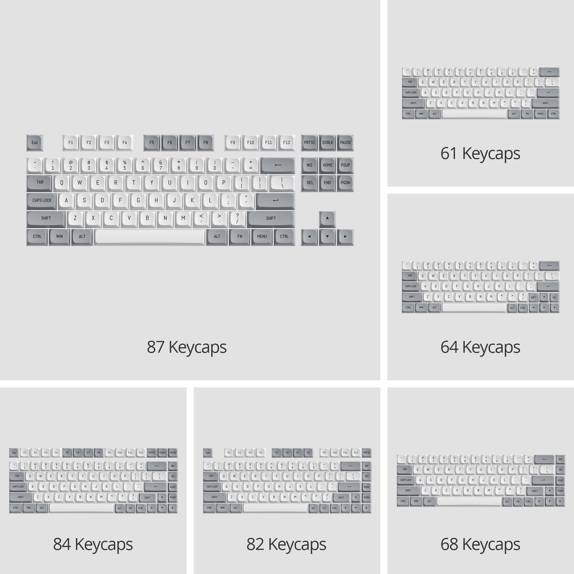Surmen Csa Profile 118 Keys Double Shot Pbt Keycap Custome Keycaps For 61/68/84/87 Mechanical Gaming Keyboard (Grey)