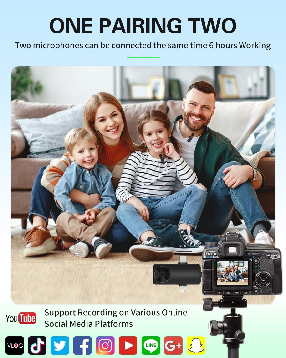 Microphone For Iphone, Wireless Mic For Iphone15 With Noise Reduction Chip, Mini Microphone For Recording Podcast Youtube, Tikto