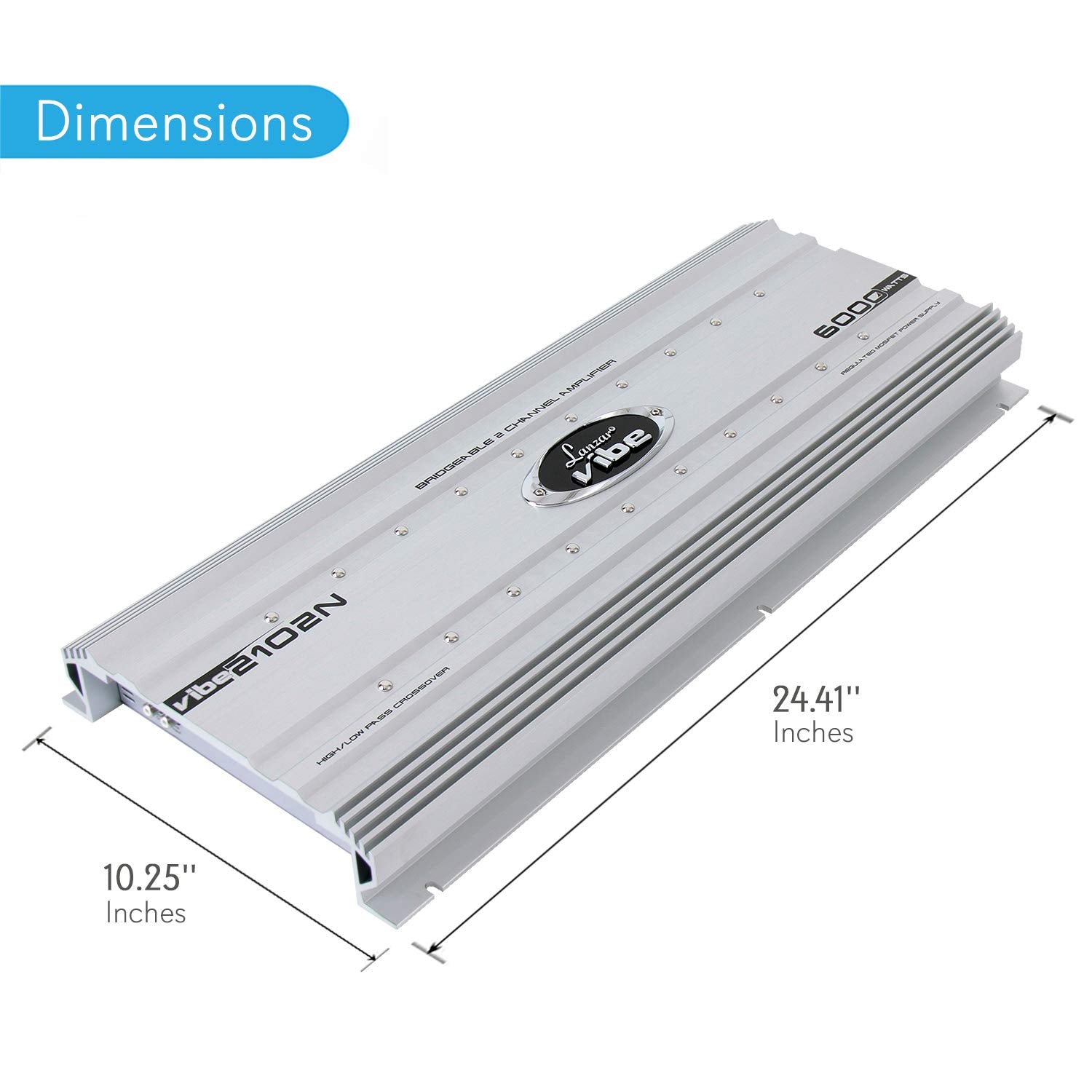 Lanzar 2 Channel Car Stereo Amplifier - 6,000 Watt Dual Channel Bridgeable W/ Subwoofer Bass Control, High Power Mosfet, Rca Inp