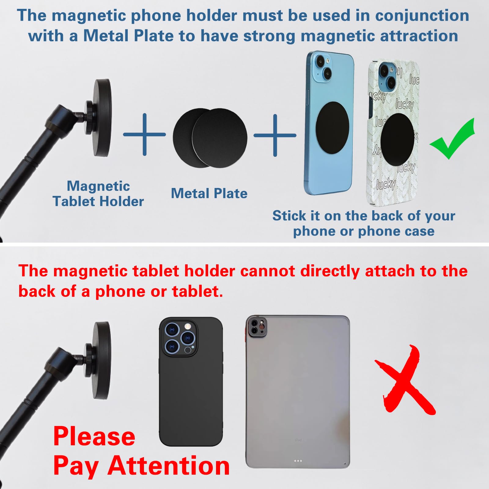Magnetic Tablet Holder For Mic Stand, Full Metal Phone & Ipad Music Stand, Compatible With All Models Of Ipad And Iphone Devices