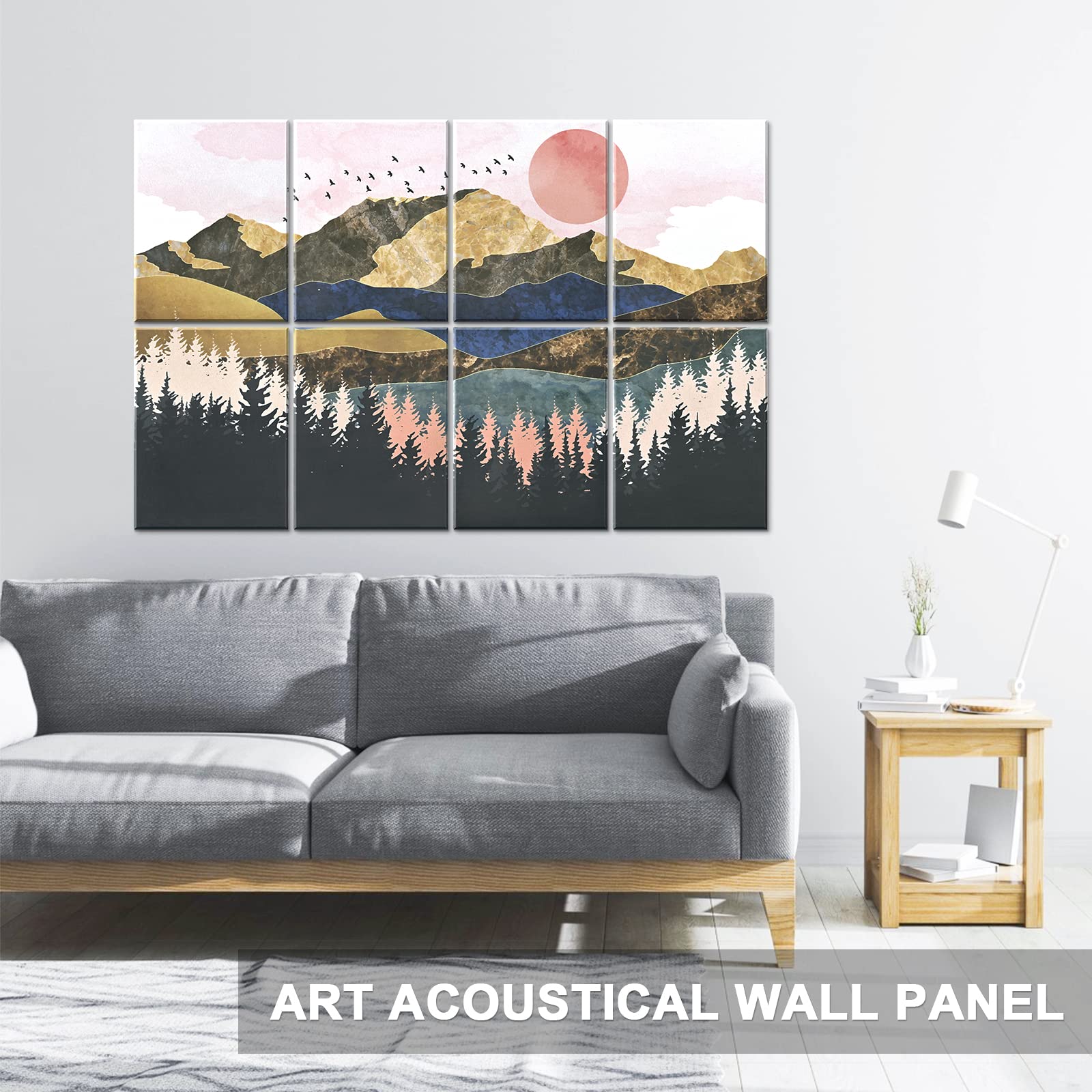 Tutmyrea Art Acoustic Panels, 48''X32'' Self Adhesive Sound Proofing Padding, 8 Pack Acoustical Soundproof Wall Panels, Decorati