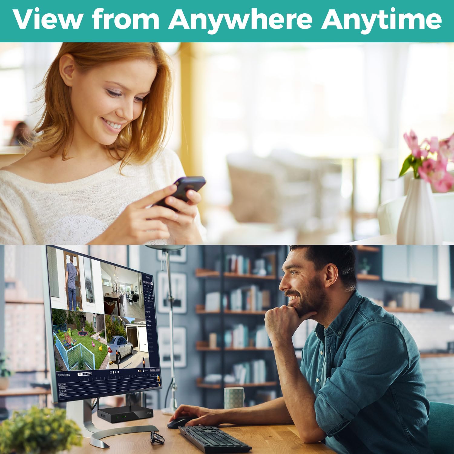 Xmarto Wifi 6 Wire Free Solar Home Security Camera System Wireless, 4 Cam 4Mp Qhd Cctv Camera Kit With 10Ch Expandable 4K Wifi N