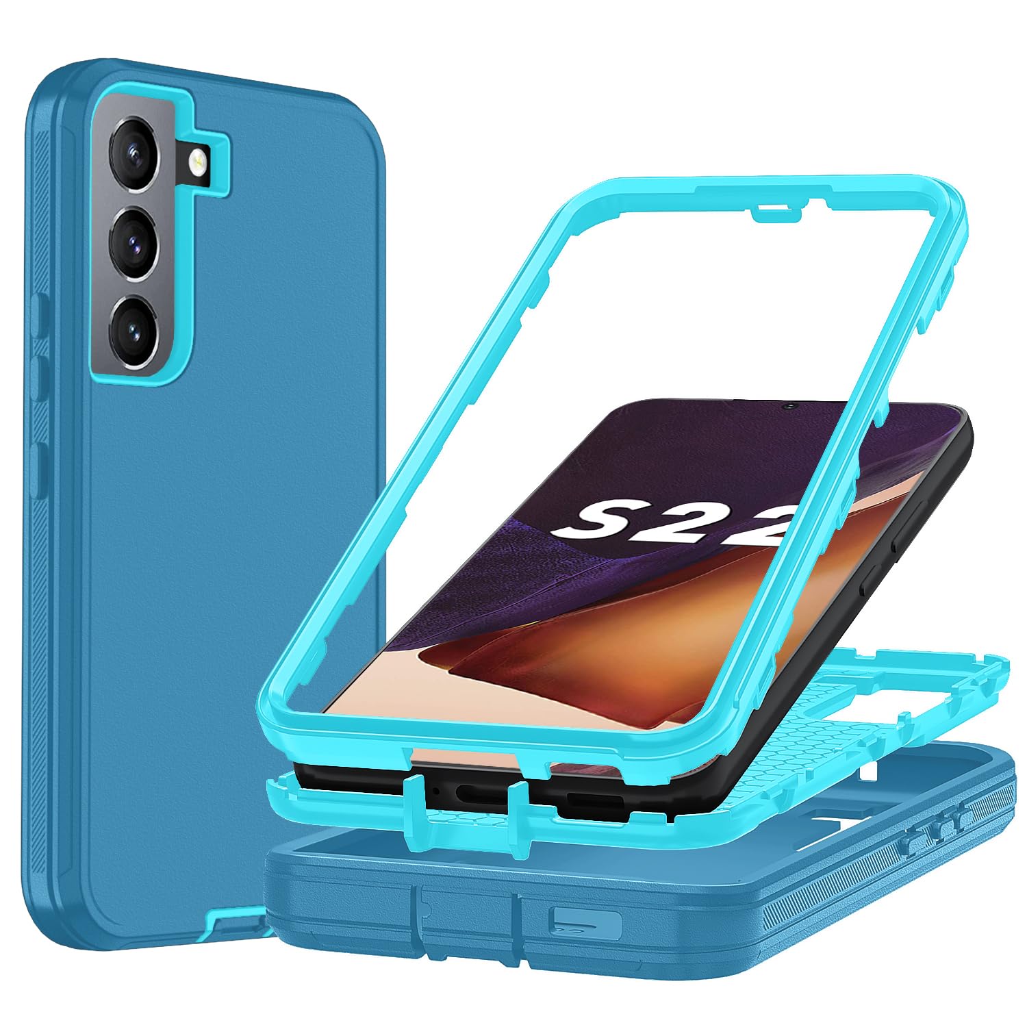 Ylzhe for Galaxy S22 Phone Case,Phone Case Samsung S22 Grade Drop Protection,Shockproof & Dropproof 3-Layer Cover [No Screen Pro