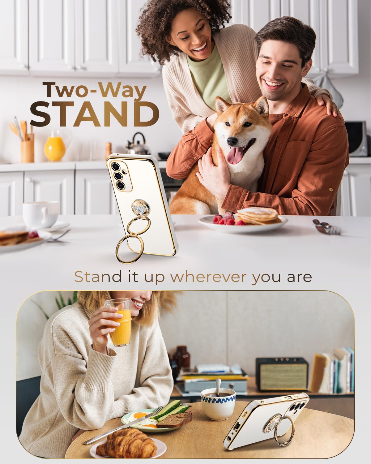 Xyz For Galaxy A25 5G Case With Stand, For Samsung Galaxy A25 5G Case With Double Ring, Women Girls Bling Luxury Protective Phon