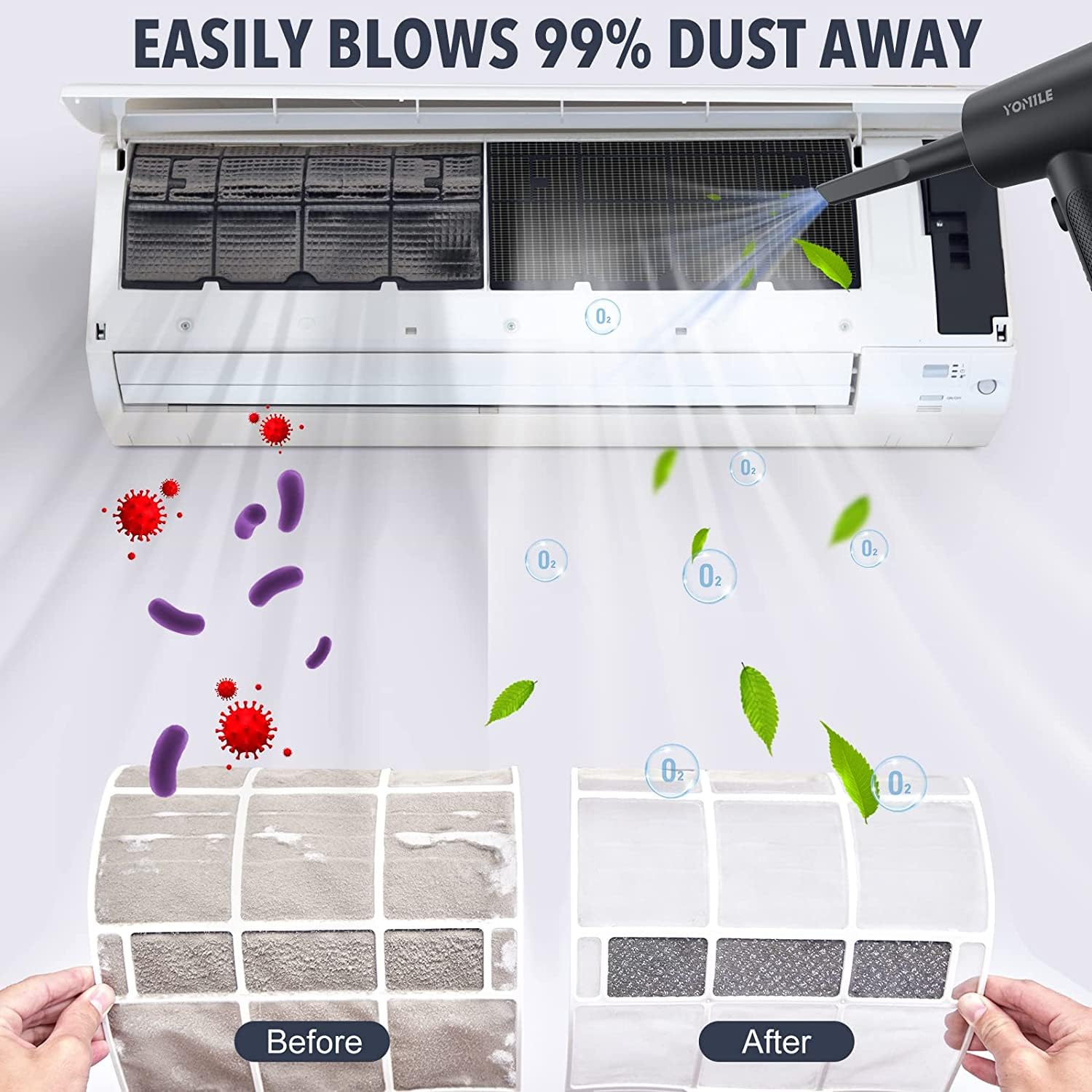 Compressed Air Duster   120000Rpm 3 Speeds Electric Air Duster, 7600Mah Battery Cordless Dust Blower For Keyboard Cleaner,Rechar