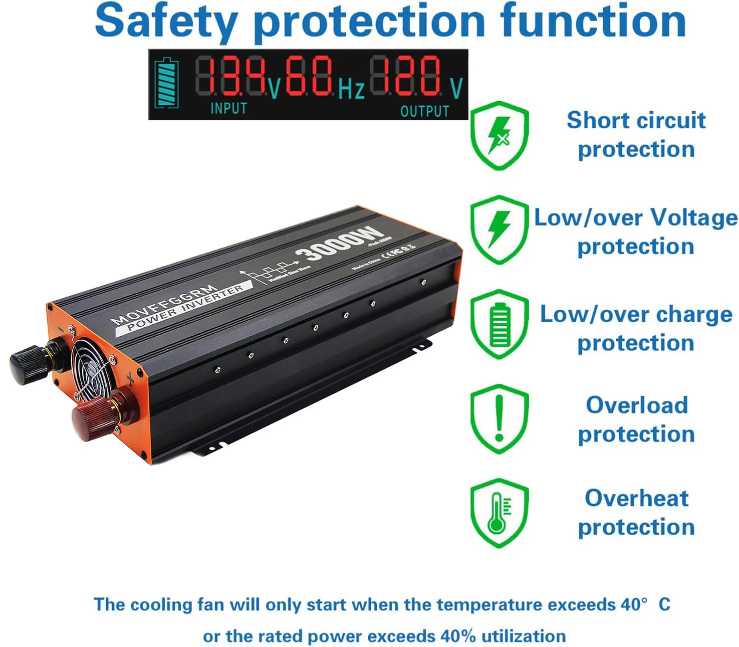 3000 Watt Power Inverter Converter, Car/Truck/Rv 12V Dc To 110V Ac Converter, With Led Display, 3Ac Outlets, Usb Port