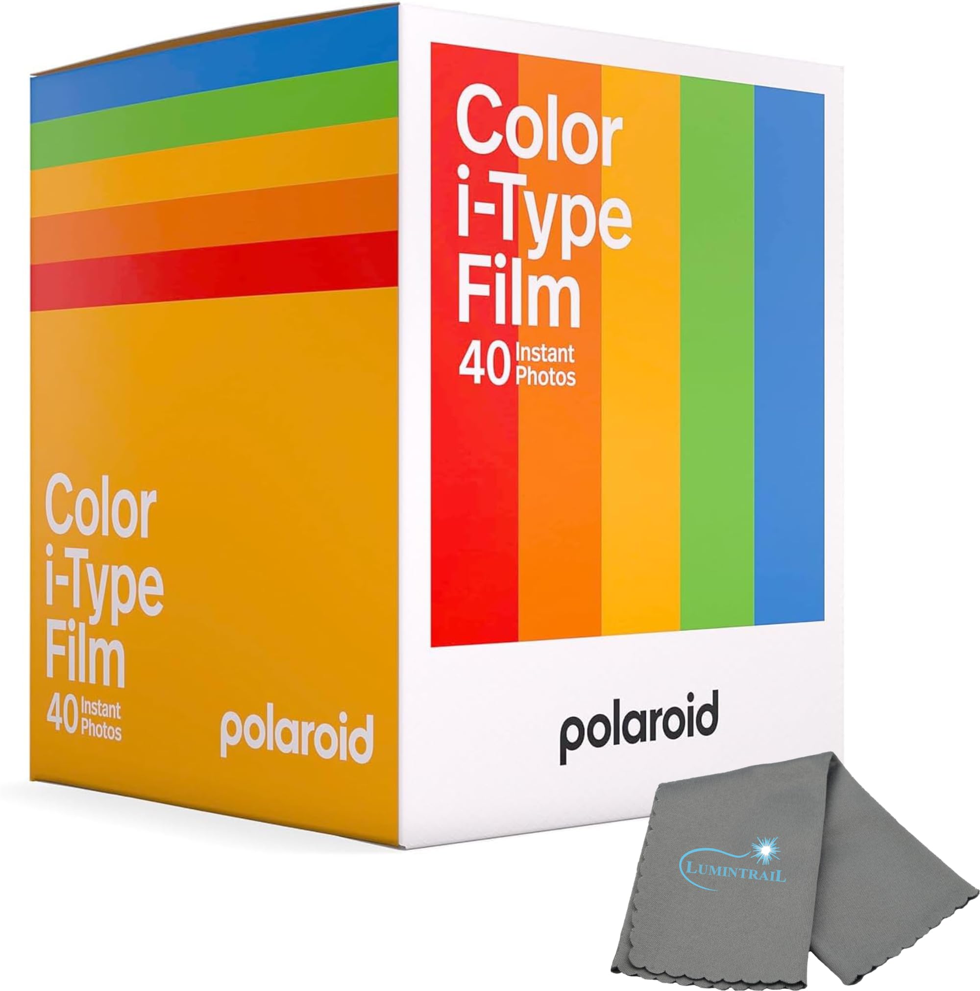 Polaroid Instant Color Film for iType Cameras 40x Film Pack (40 Photos) Bundle with a Lumintrail Cleaning Cloth