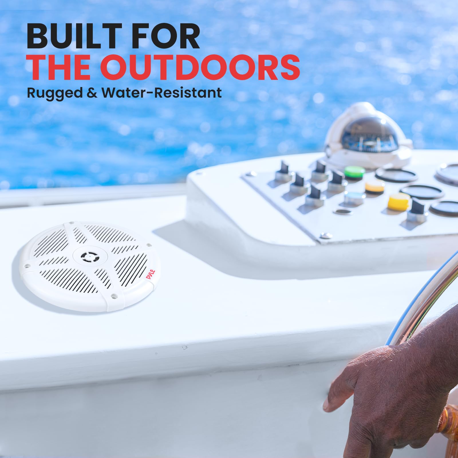 6.5 Inch Bluetooth Marine Speakers - 2-Way Ip-X4 Waterproof And Weather Resistant Outdoor Audio Dual Stereo Sound System With 60