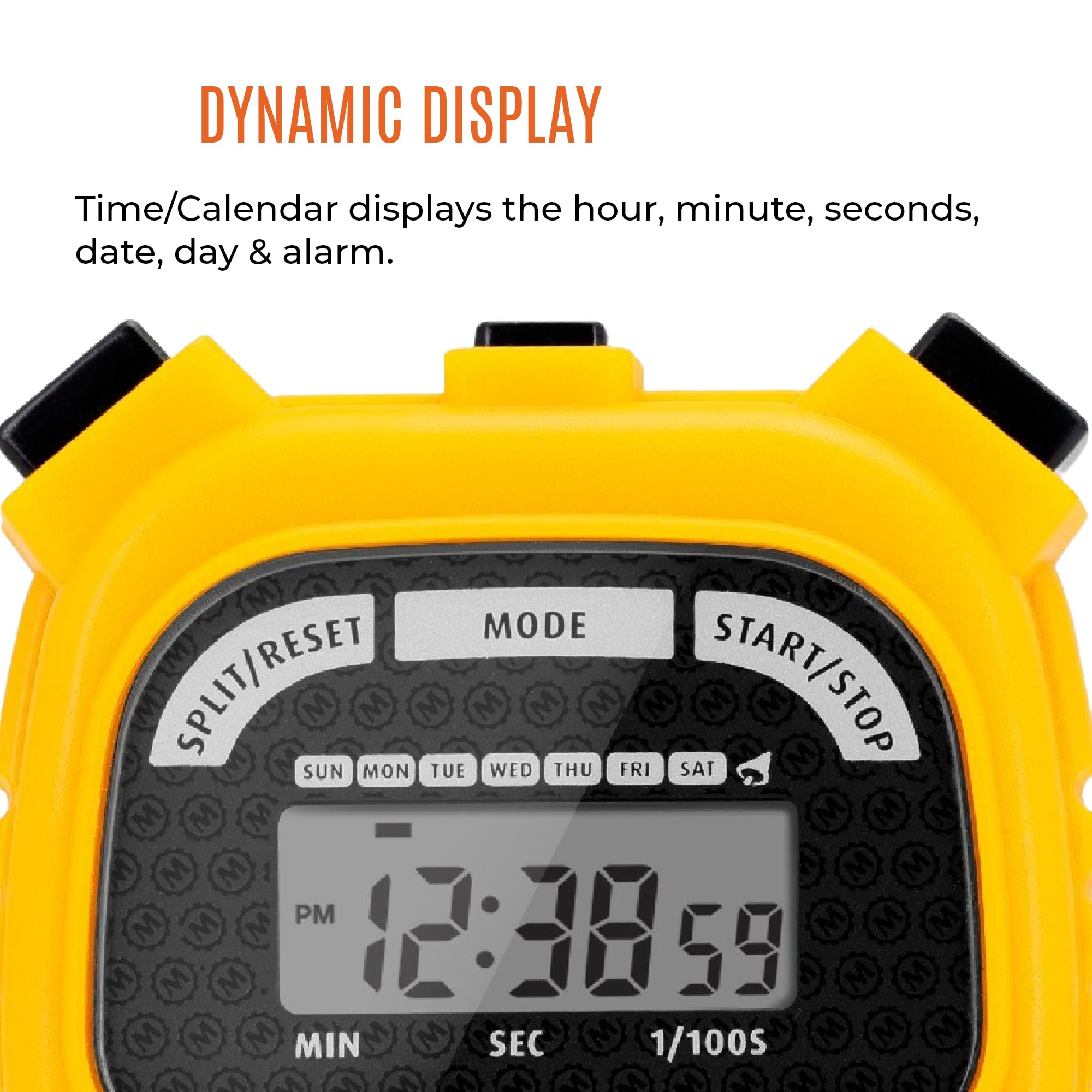 Marathon Adanac 3000 Digital Stopwatch Timer, Yellow - High Precision Accuracy To 1/100Th Seconds - Water, Dust & Shock Resistan