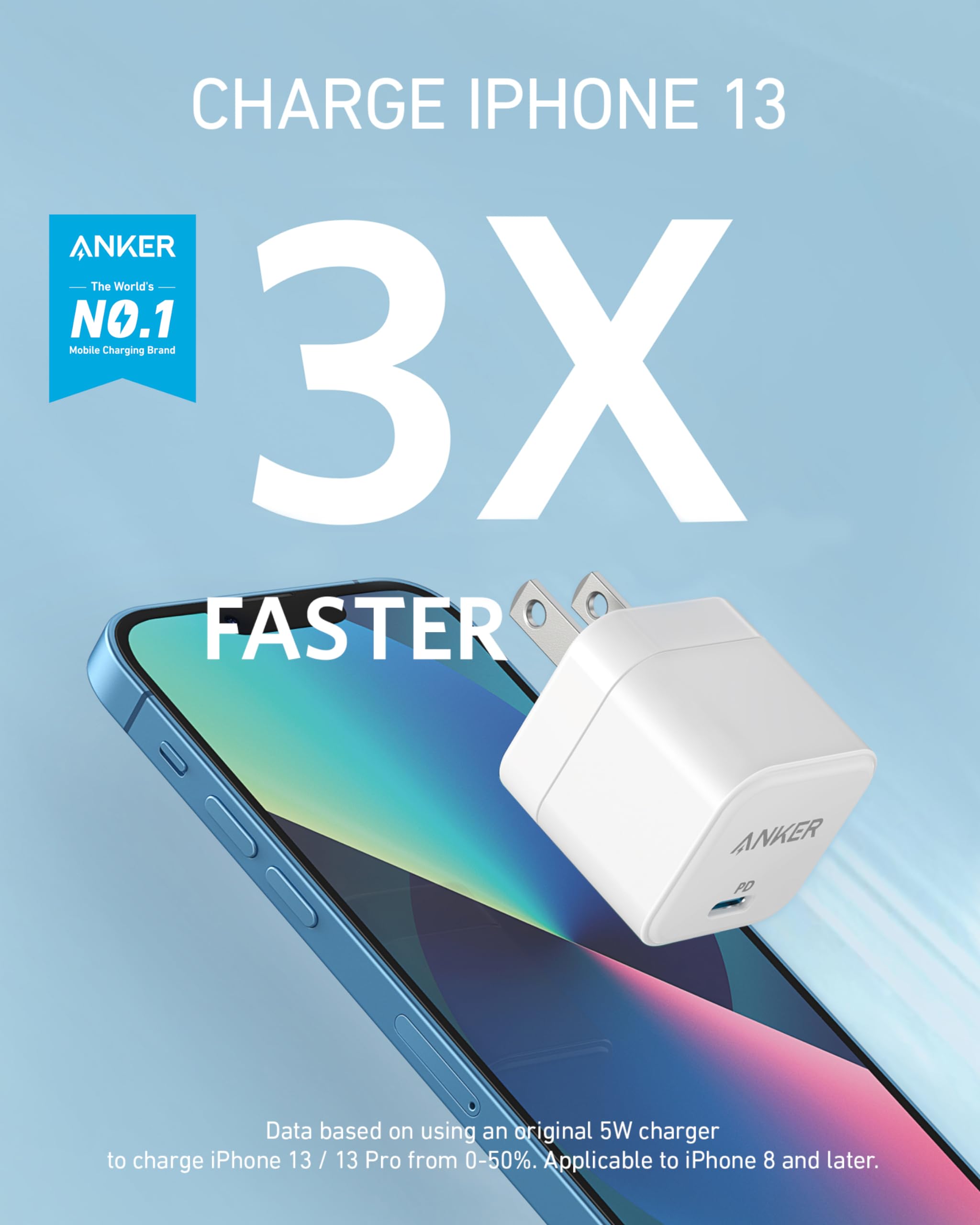 Anker 20W Fast Usb C Charger With Foldable Plug, Powerport Iii 20W Cube Charger For Iphone 16 Series, Galaxy, Pixel, Ipad (Cable