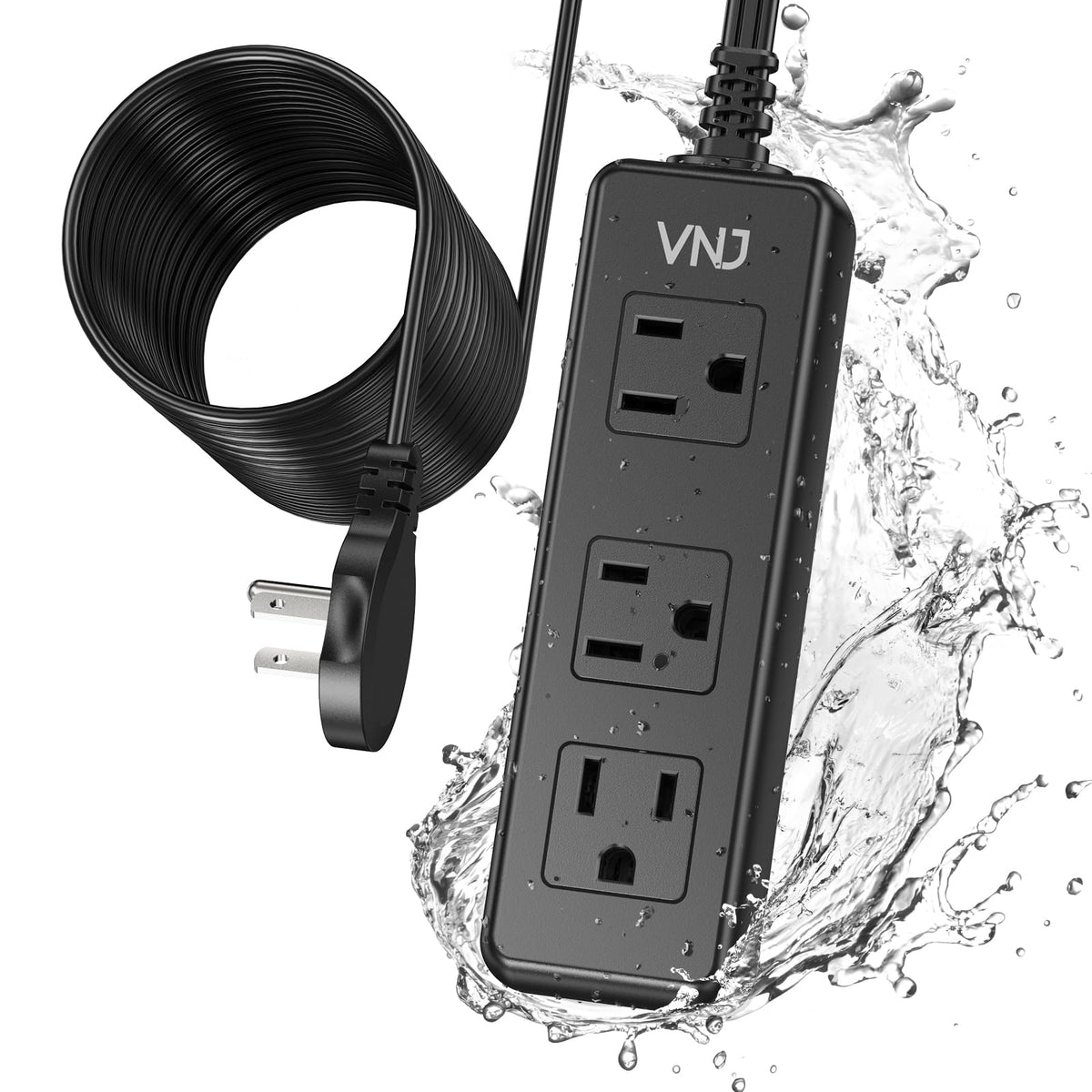 Outdoor Power Strip Weatherproof, 20Ft Outdoor Extension Cord 3 Outlets 1875W Overload Protection, Shock Prevention Surge Protec