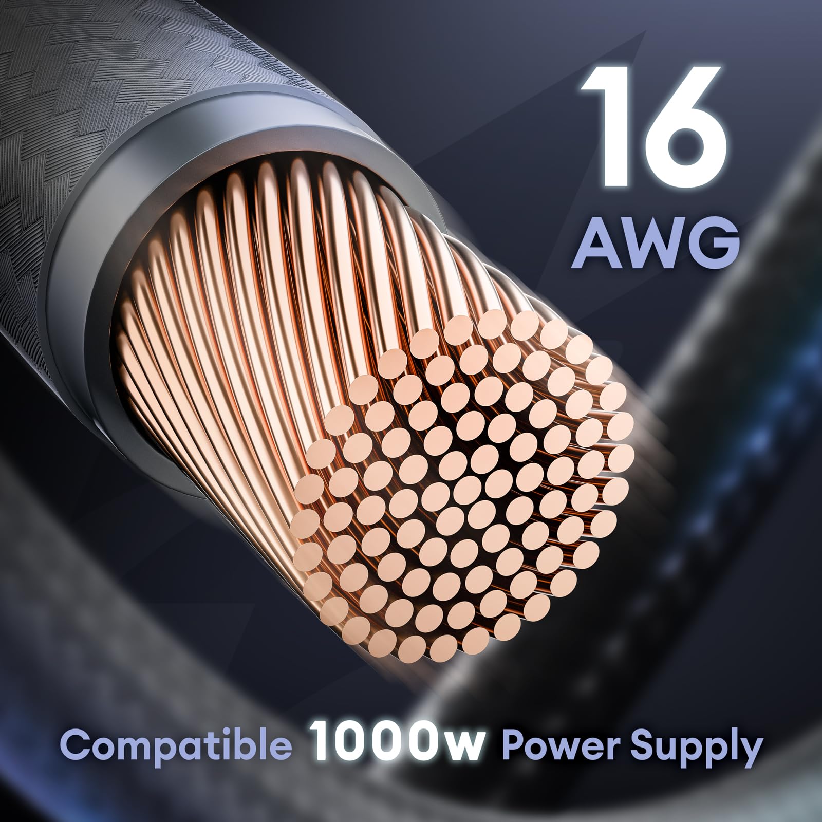 Okinos Dual 4+4 Pin Eps Psu Cables, Cable Extension Pc, 16 Awg, 1X24 Pin Atx / 2X(4+4) Pin Eps / 3X(6+2) Pin Pci E, Psu Extensio