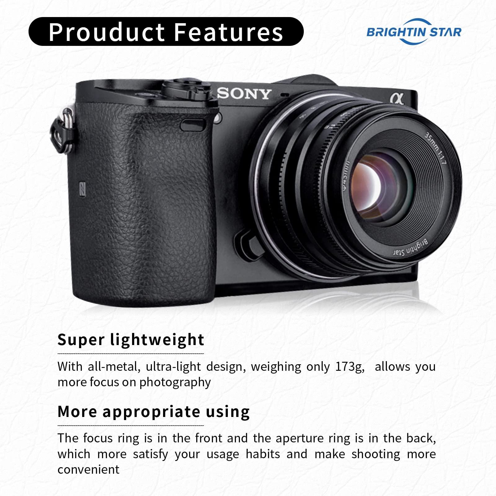 Brightin Star 35Mm F1.7 Wide Angle Manual Focus Prime Lens For Fujifilm Xf Mount Mirrorless Cameras  Aps C Large Aperture Fixed