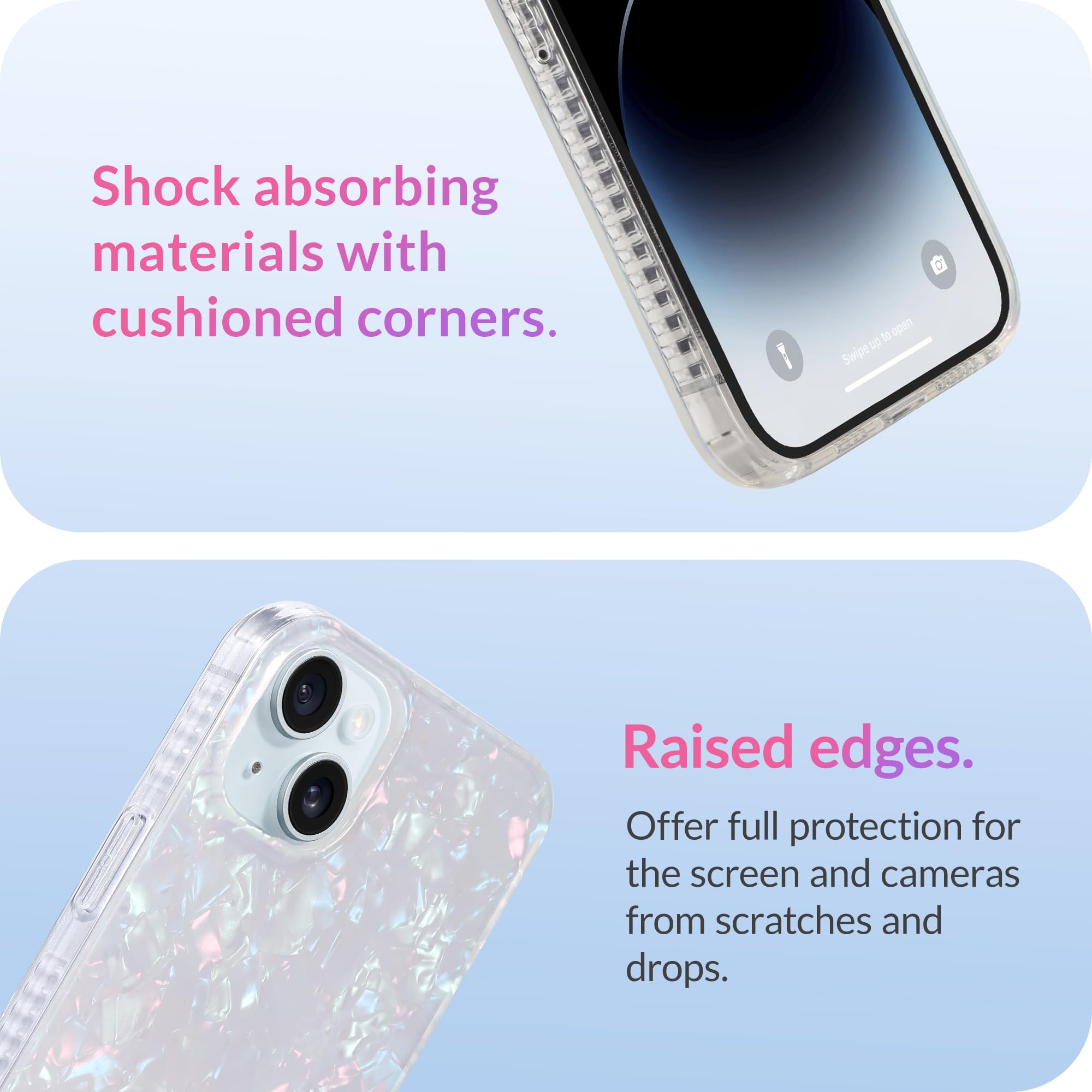 Lonli Hue   For Iphone 15 Case   White Pearl Tort [10Ft Drop Protection]   Shockproof Cover With Color Changing Effect | Cute An