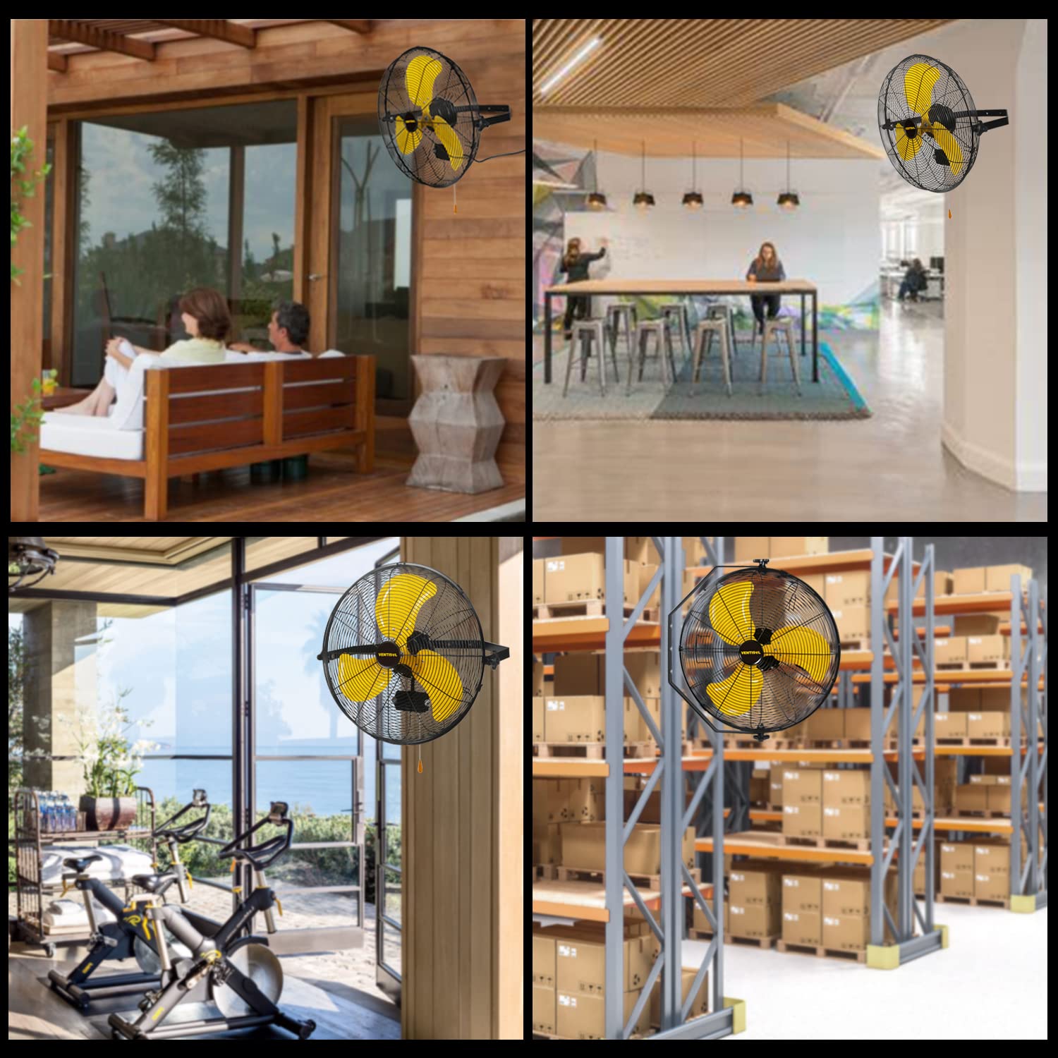 Ventisol 20 Inch High Velocity Metal Wall Fan 4650Cfm Wall Mounted Fan Heavy Duty Tilting Wall Fan Full Sealed Motor 3 Speeds Pa