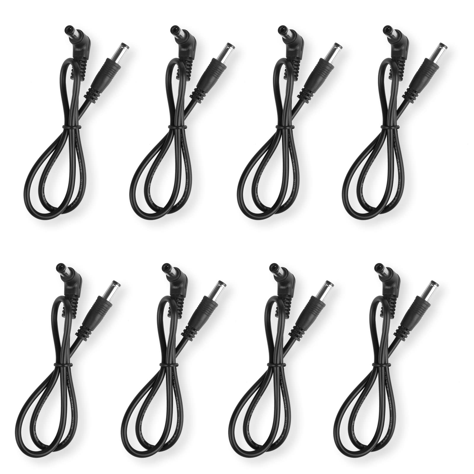 Mr.Power Guitar Effect Pedal Dc Cable 5.5 X 2.1Mm Power Lead/Cord, Male To Male 24Awg Connector Plug Wire Adapter (16 Inch, 8 Pack)