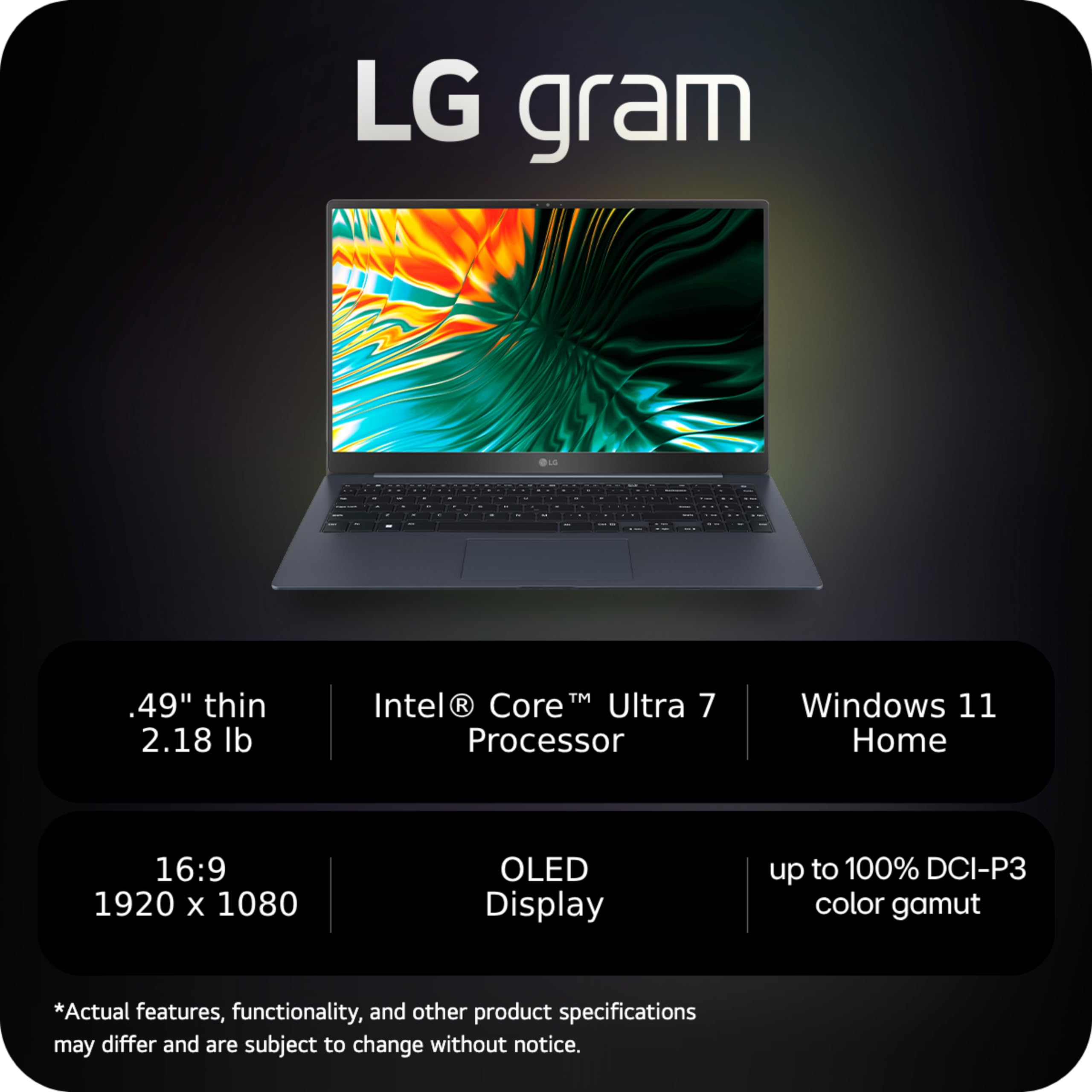 Lg Gram Superslim 15.6 Inch Ultra Thin And Lightweight Laptop, Intel Evo Edition   Ai Enabled Intel Core Ultra 7, 32Gb Ram, 2Tb