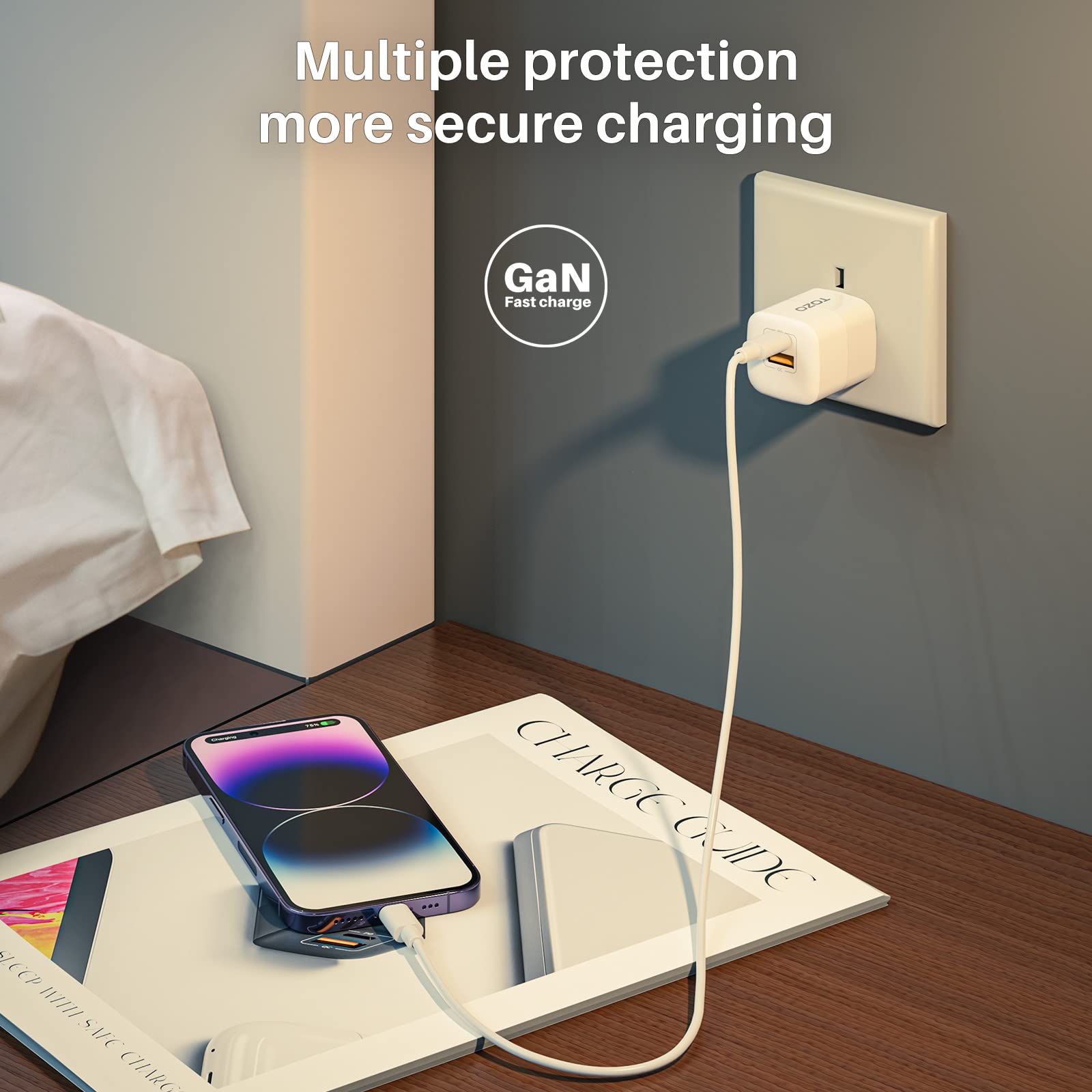 Tozo C3 Usb C 33W Compact Fast Wall Charger Pd Power Adapter 2 Ports Compatible For Usb C Iphone14/13/12/Pro/Pro Max,Samsung S22