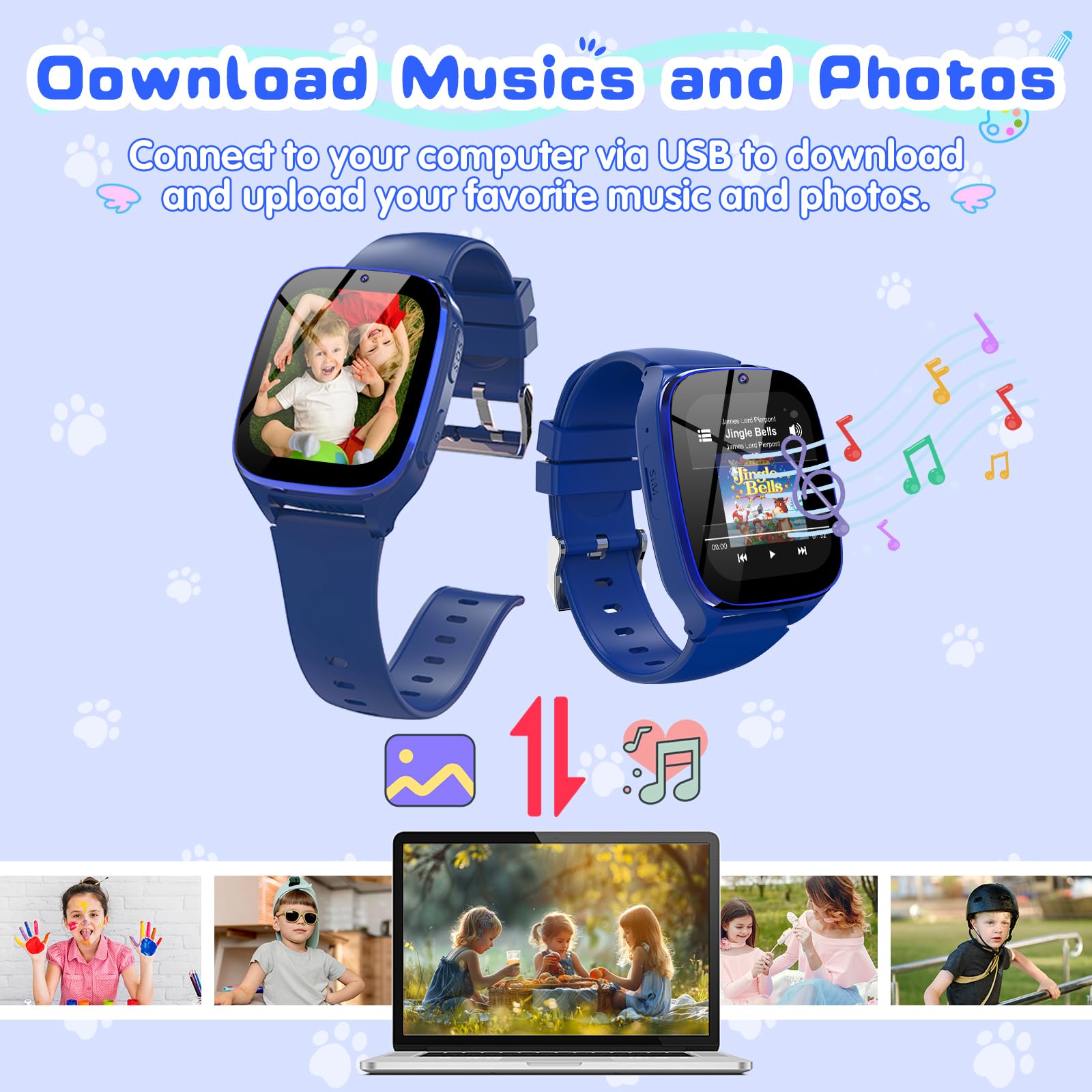 4G Kids Smart Watch   Smartwatch For Kids With Call Sos Music Camera Video Alarm Pedometer Calculator Stopwatch Educational Game