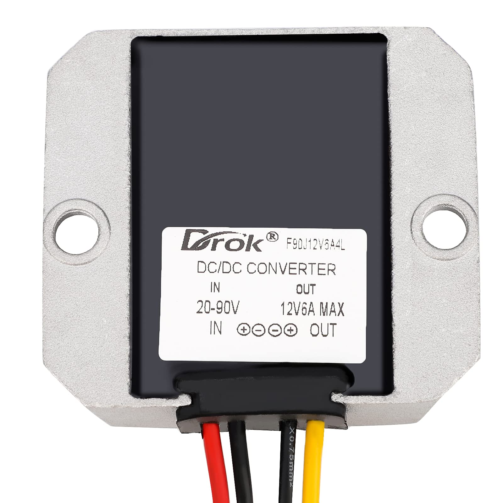 Drok Dc Dc Buck Volt Converter, Dc 20 90V To 12V 6A Car Power Converter Step Down Volt Module, 24V 36V 48V 60V 72V Ip68 Waterpro