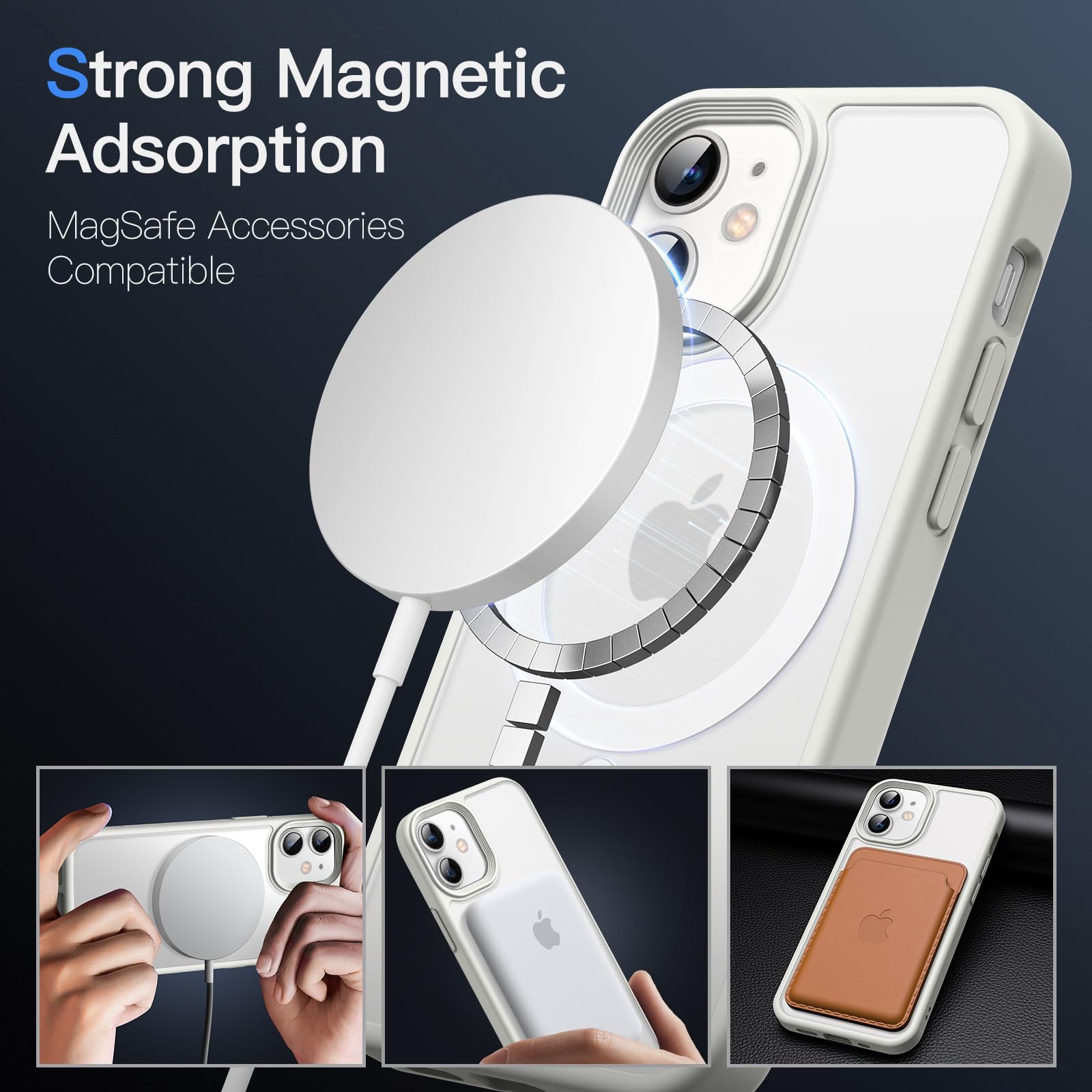 Jetech Magnetic Case For Iphone 12/12 Pro 6.1 Inch Compatible With Magsafe, Translucent Matte Back Slim Shockproof Phone Cover (