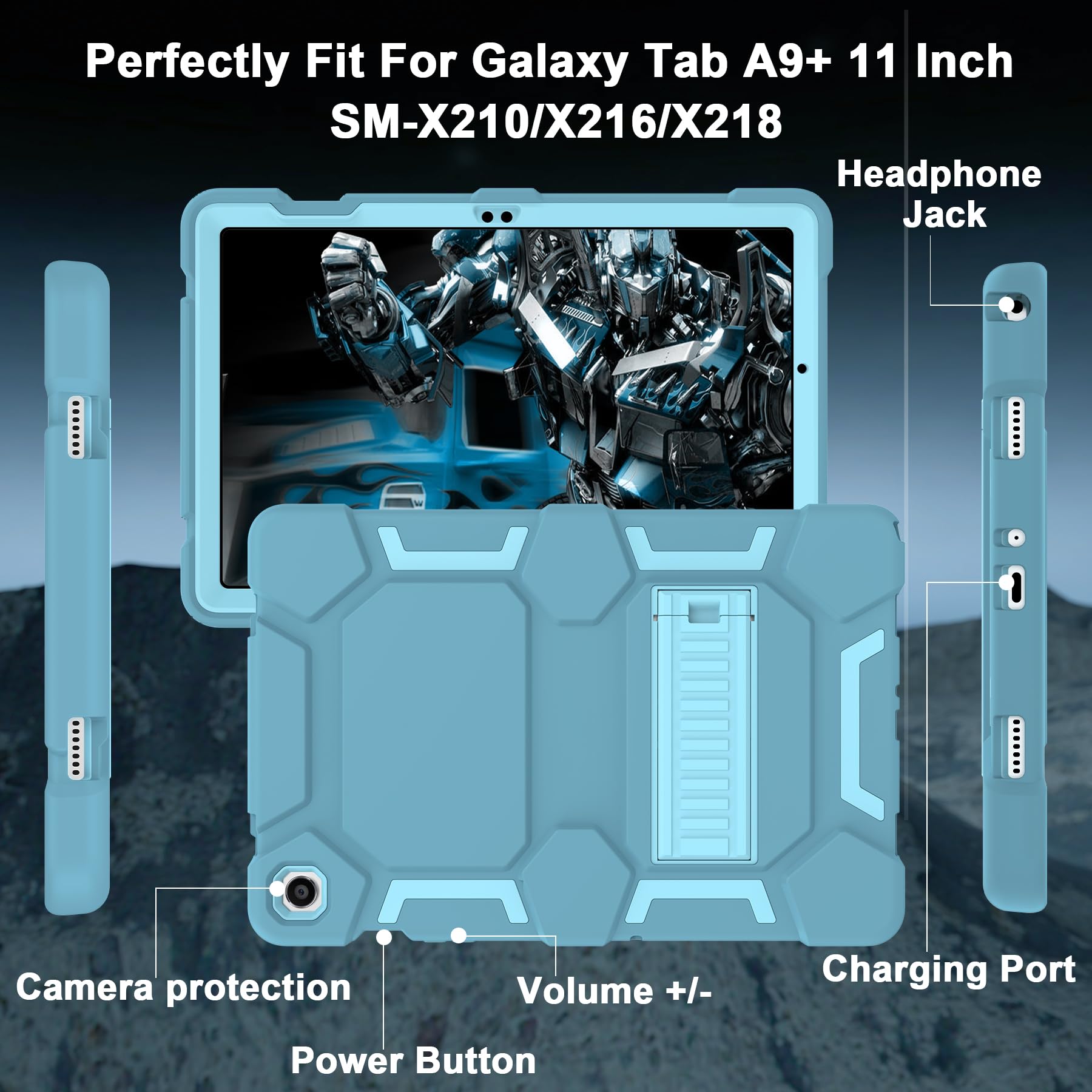 Ccmao Case For Samsung Galaxy Tab A9+ 10.9   (Sm X210/X216/X218), Heavy Duty Shockproof Hard Hybrid Three Layer Protective Cover