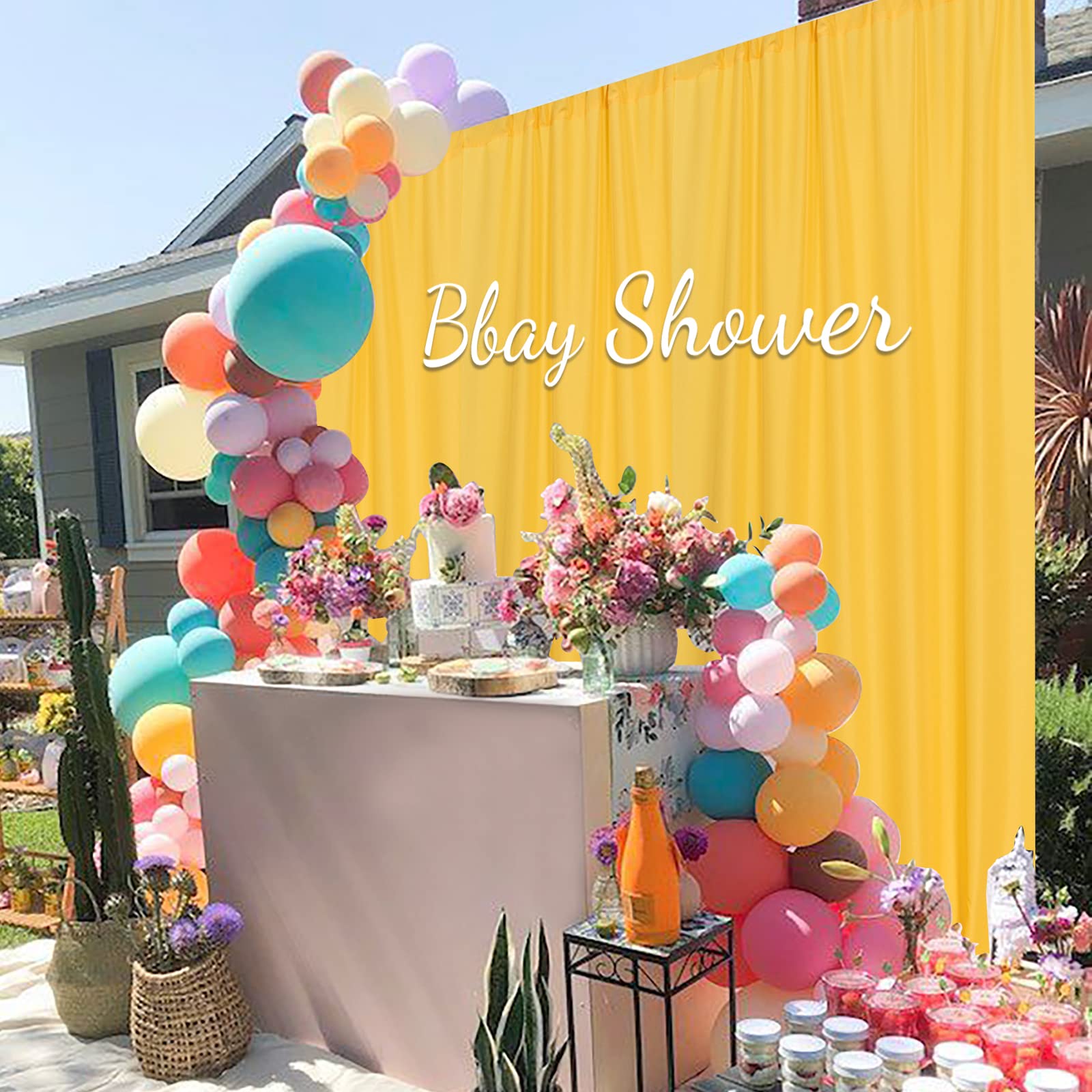 Yellow Backdrop Curtain For Parties Rod Pocket Yellow Curtains Photography Backdrop Drapes Privacy Fabric Spring Decoration For