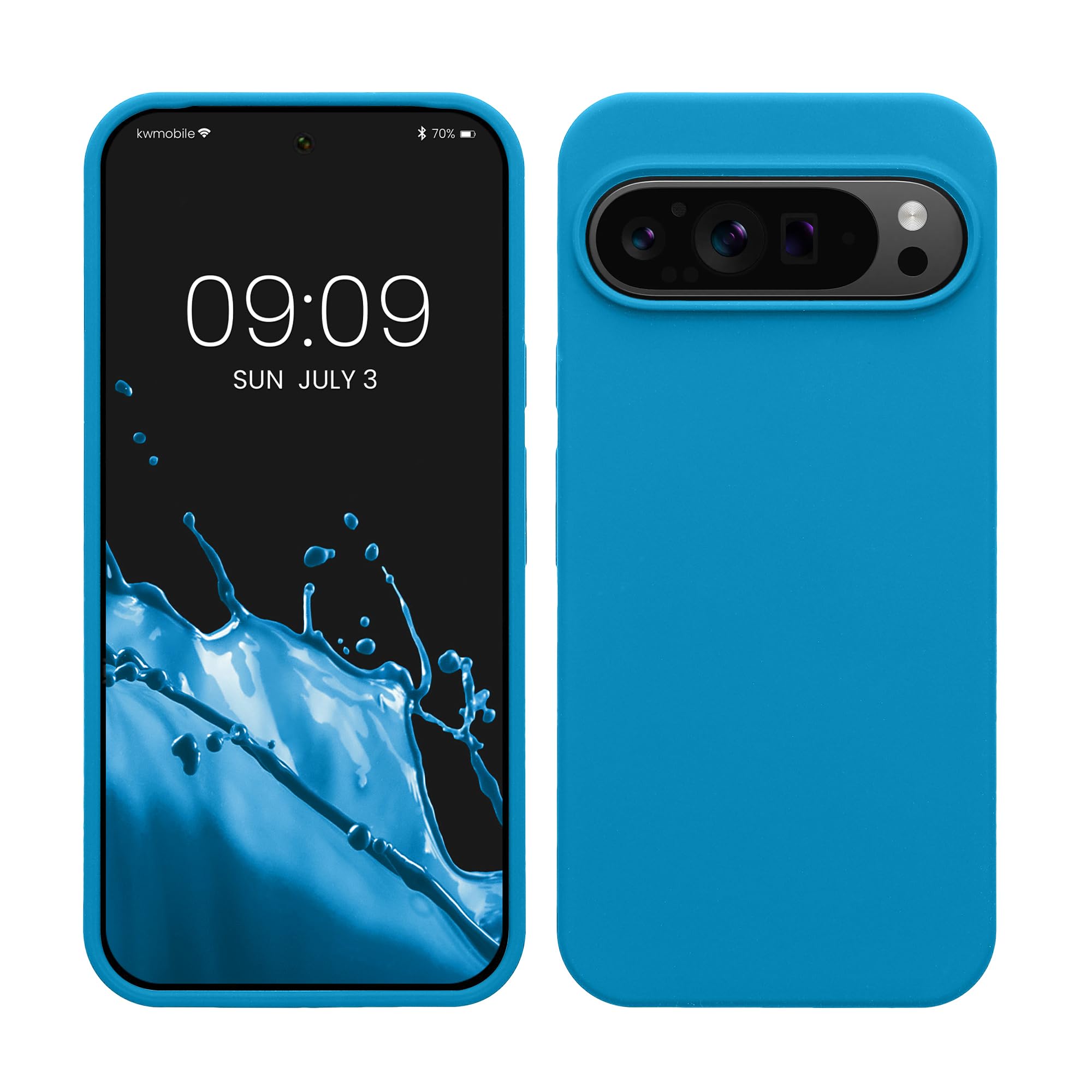 kwmobile Case Compatible with Google Pixel 9 Pro XL Case - TPU Silicone Phone Cover with Soft Finish - Caribbean Blue