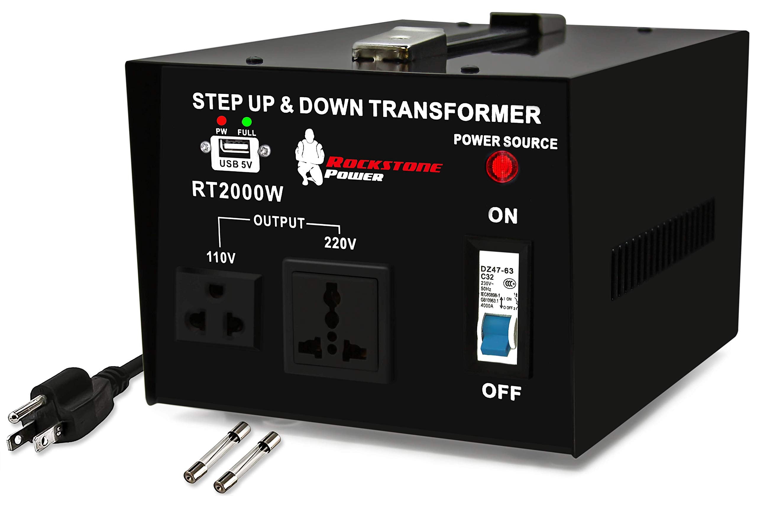 Rockstone Power 2000 Watt Voltage Converter Transformer   Heavy Duty Step Up/Down Ac 110V/120V/220V/240V Power Converter   Circu