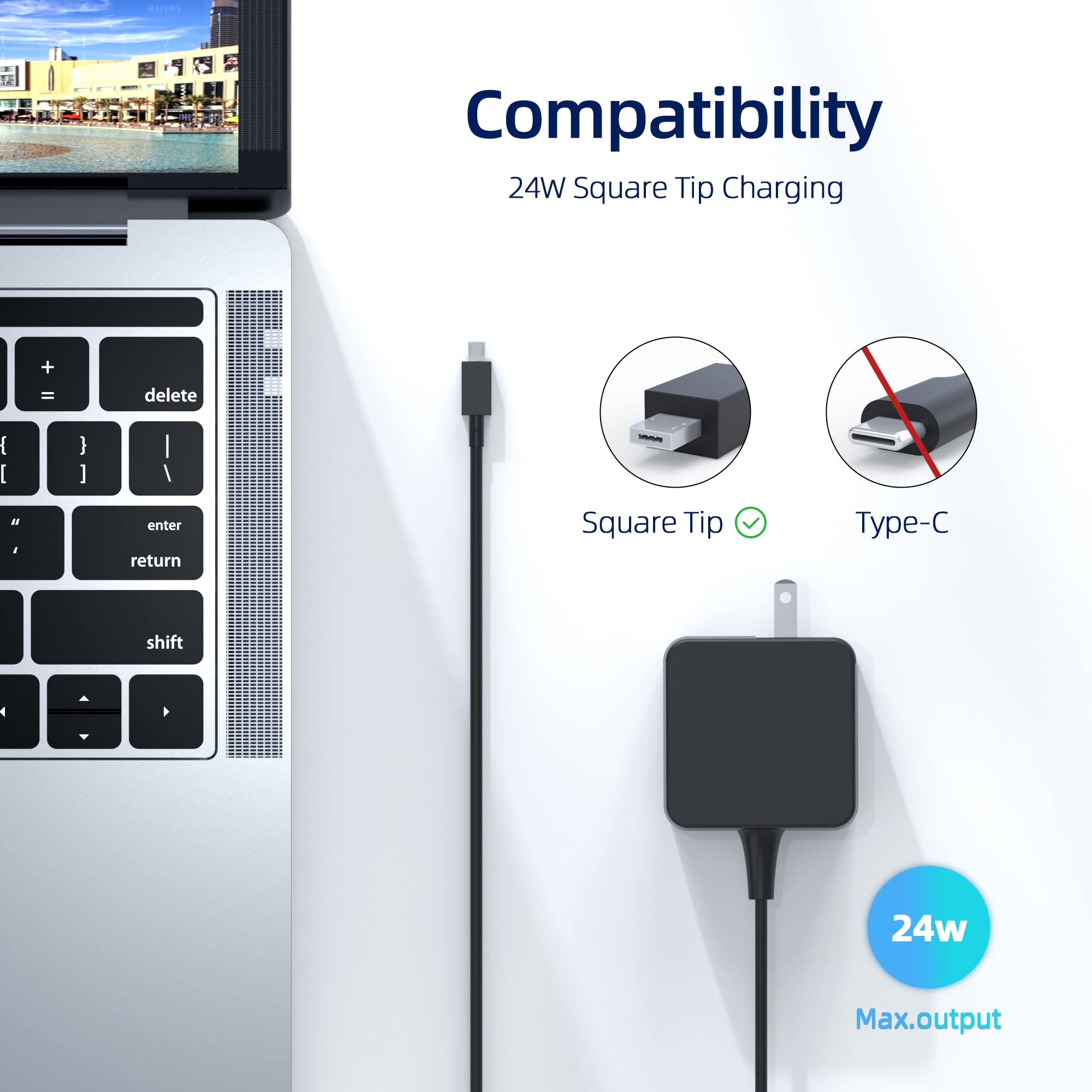 Charger Compatible With Asus Chromebook Flip C100P C100 C100Pa C201P C201Pa C201 C100Pa Db01 C100Pa Db02 C100Pa Ds03 C100Pa Rbrkt03 Notebook Laptop, (Ul Certified Safety), Special Usb 6 Pin Connector