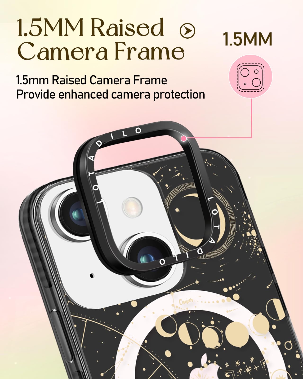 Lotadilo For Iphone 13 Case For Women Girls - Cute Design Compatible With Magsafe Magnetic Ring Holder Stand Moon Sun Stars Aest