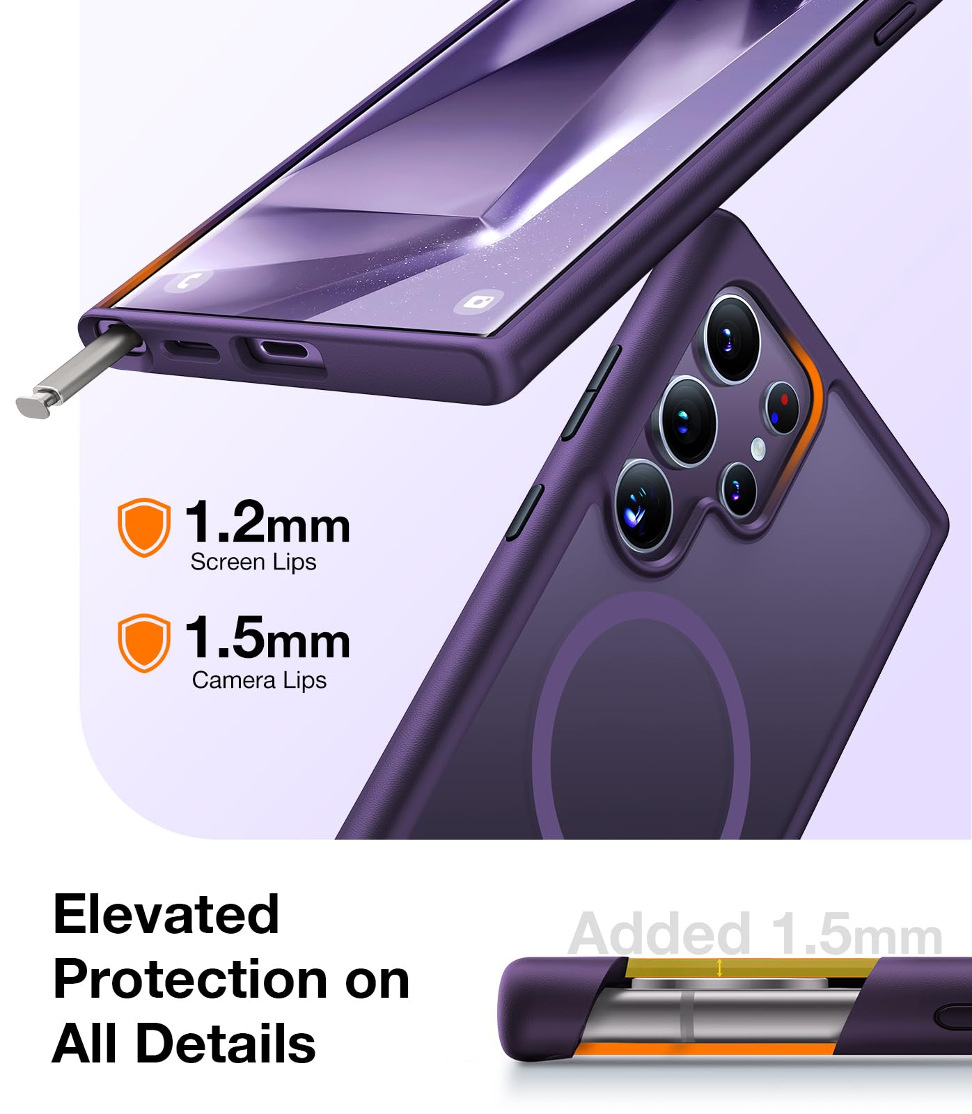 Torras Magnetic Shockproof For Samsung Galaxy S24 Ultra Case, [Fit For Magsafe] [Military Grade Drop Tested] Protective Transluc