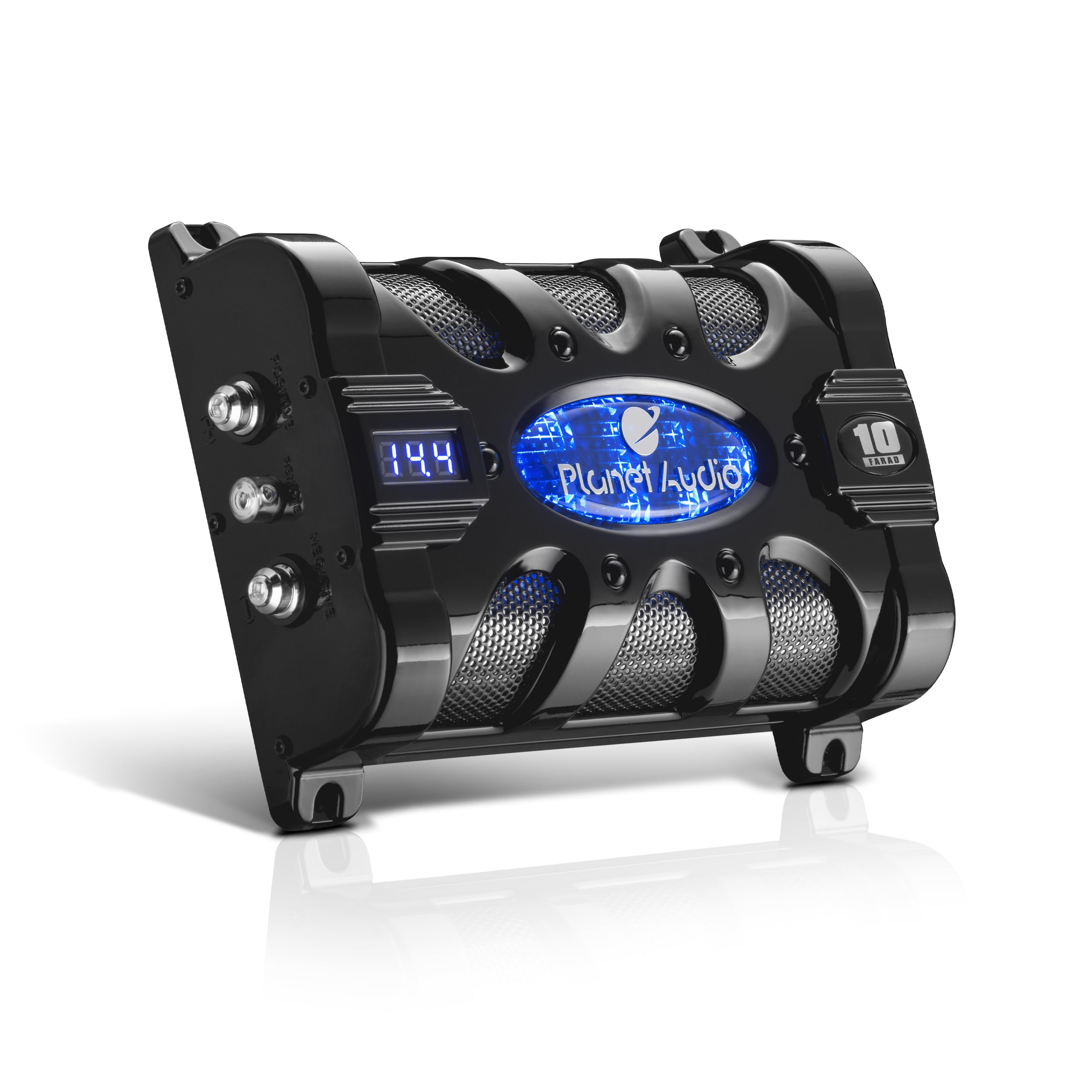 Planet Audio Pc10F Car Capacitor   10 Farad, Energy Storage, Enhance Bass From Stereo, Warning Tones, Led Voltage Meter