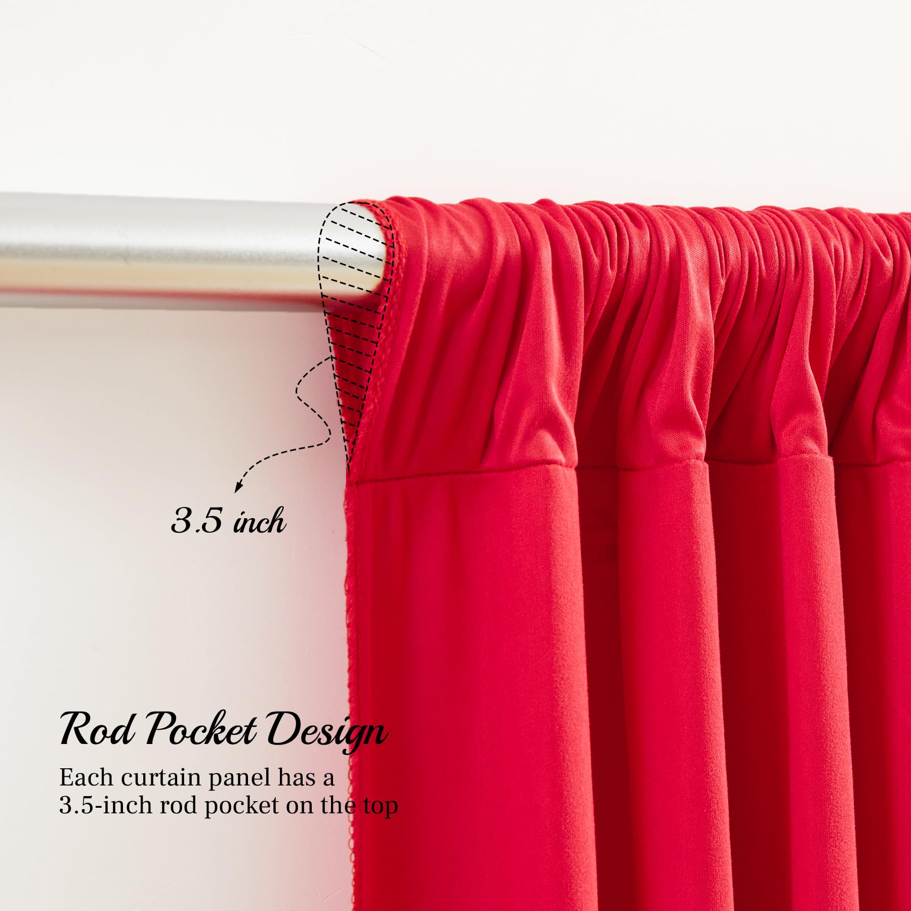 Red Backdrop Curtains For Weddings Parties, 10Ft Long Wrinkle Free Red Curtains Polyester Photography Backdrop Drapes For Weddin