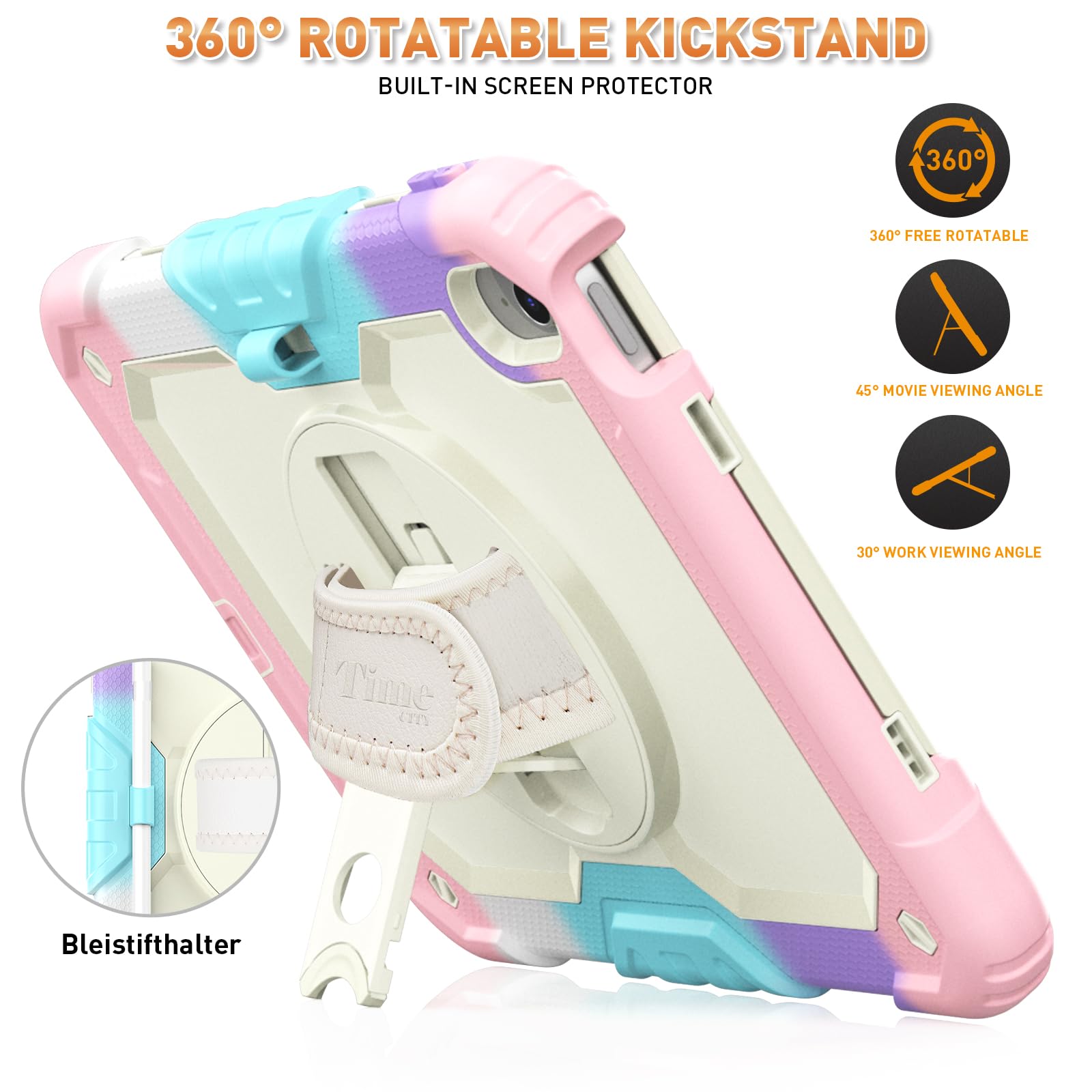 Timecity For Ipad 10Th Generation Case, For Ipad 10.9 Case 2022 2023: With Strong Protection, Screen Protector, 360 Rotating Sta