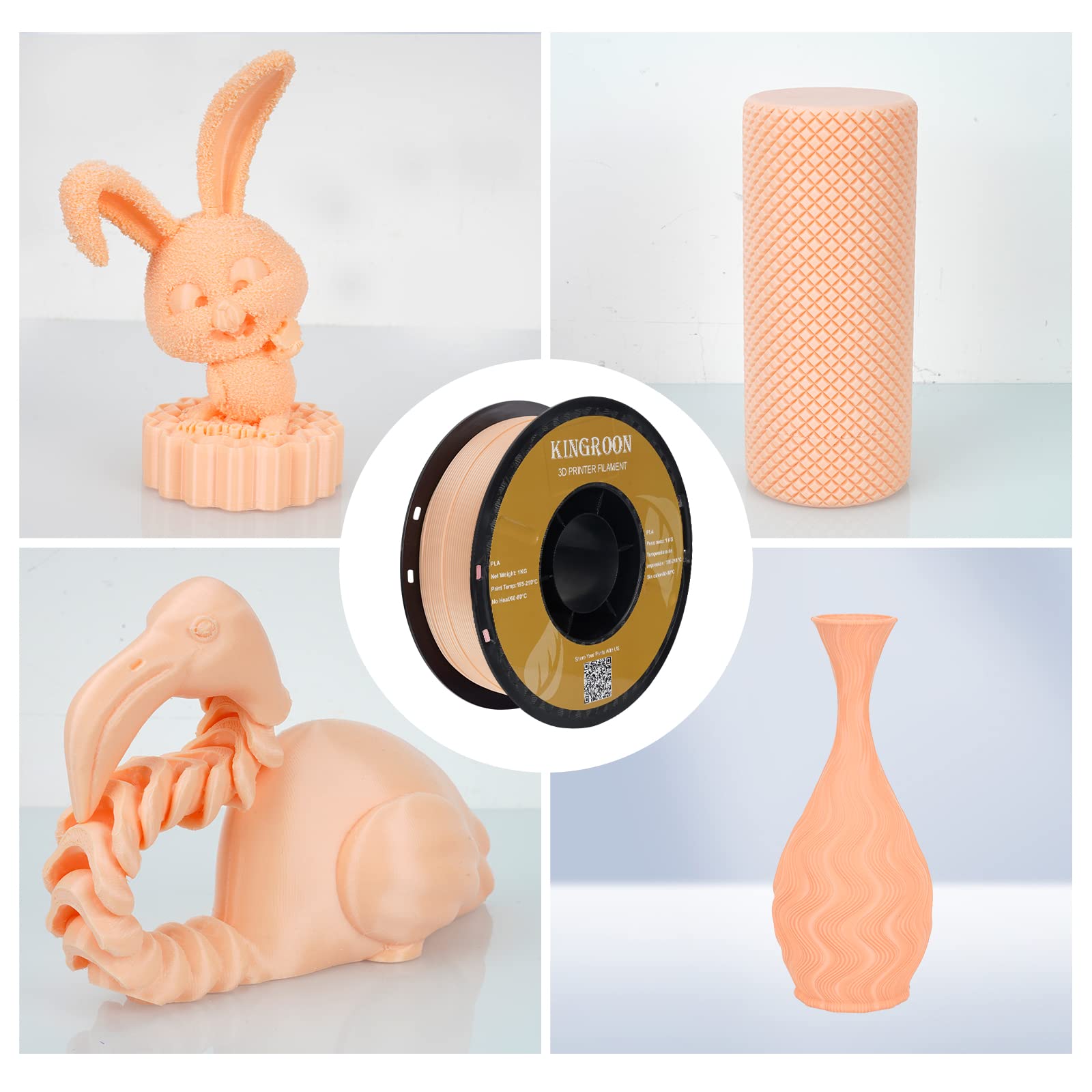 Kingroon Pla 3D Printer Filament, Dimensional Accuracy +/  0.02 Mm, 1 Kg Spool(2.2Lbs), 1.75 Mm?Skin