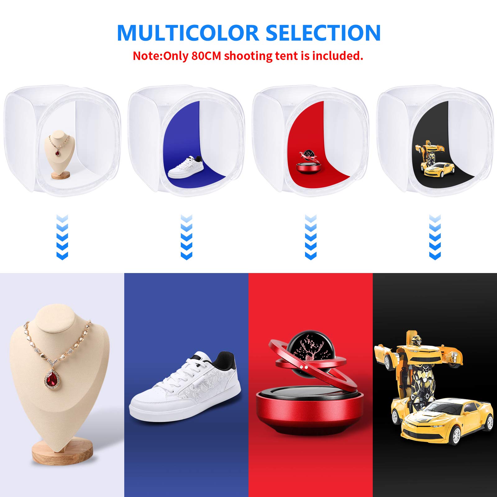 Neewer 24X24 Inch/60X60 Cm Photo Studio Shooting Tent Light Cube Diffusion Soft Box Kit With 4 Colors Backdrops (Red Dark Blue B