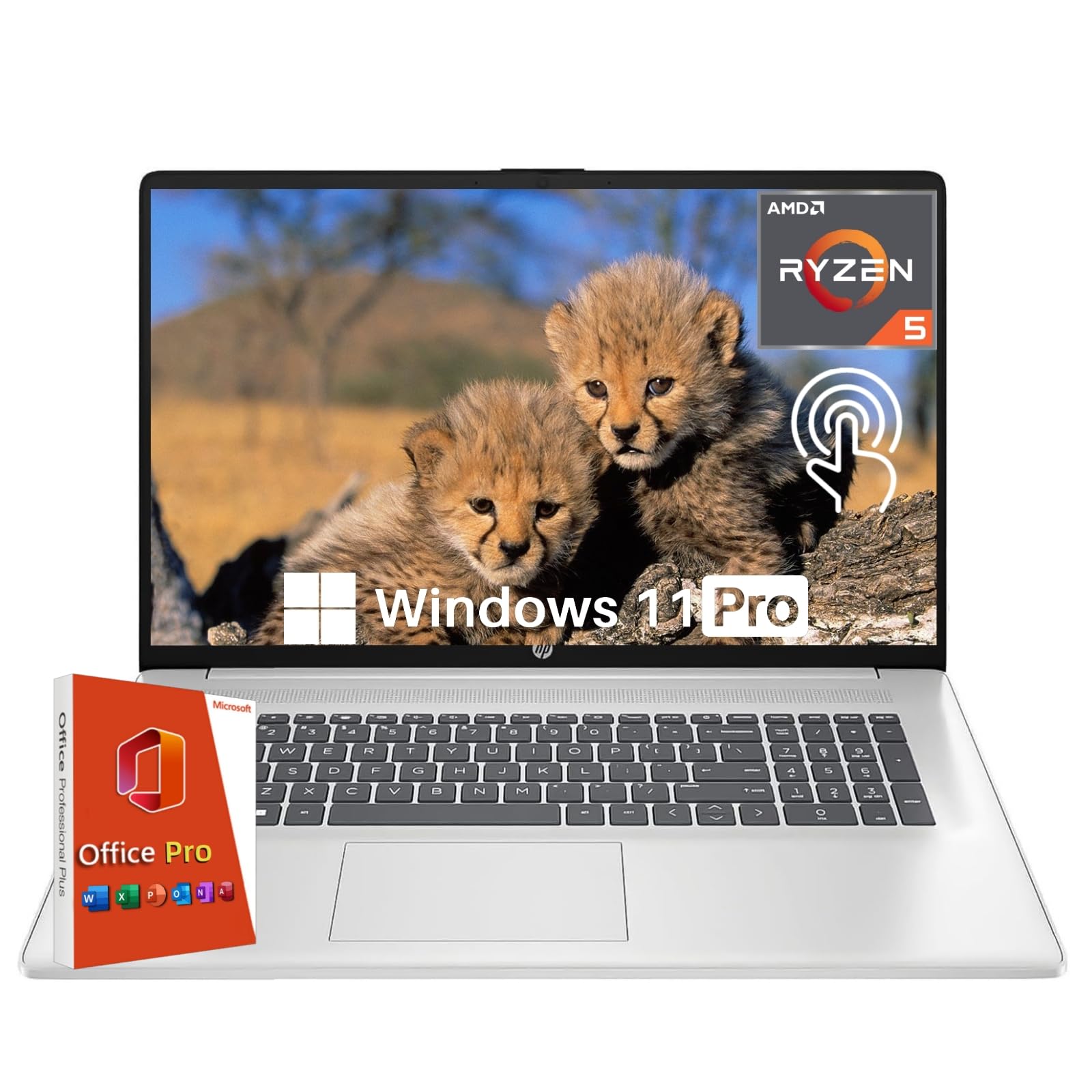 HP 17.3 Touchscreen Business Laptop, Office Pro Lifetime, AMD Ryzen 5 7530U(Up to 4.5GHz, Beat i7-1165G7), 17.3 HD+ Anti-Glare T
