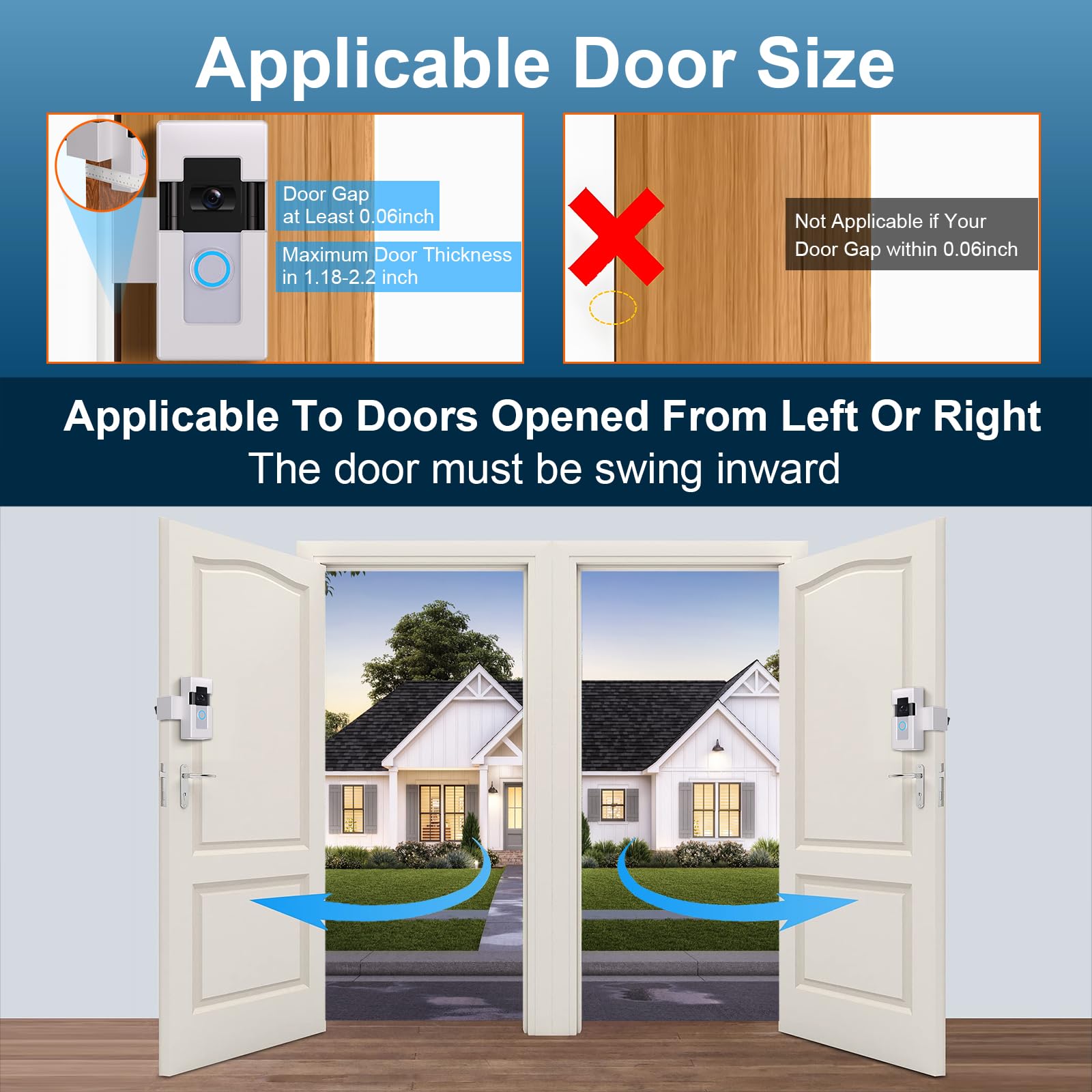 Anti Theft Video Doorbell Mount,Doorbell Door Bracket No Drilling Compatible With Blink & Ring Video Doorbell 1/2/3/3 Plus/4/202