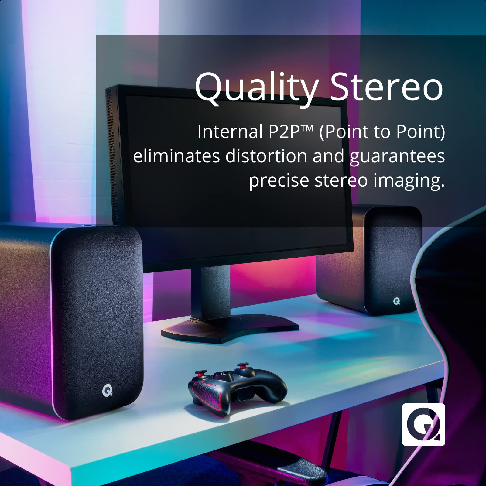 Q Acoustics M20 Bluetooth Speakers - HD Wireless Music System, 0.9" Tweeter, 4.9" Mid Bass, White