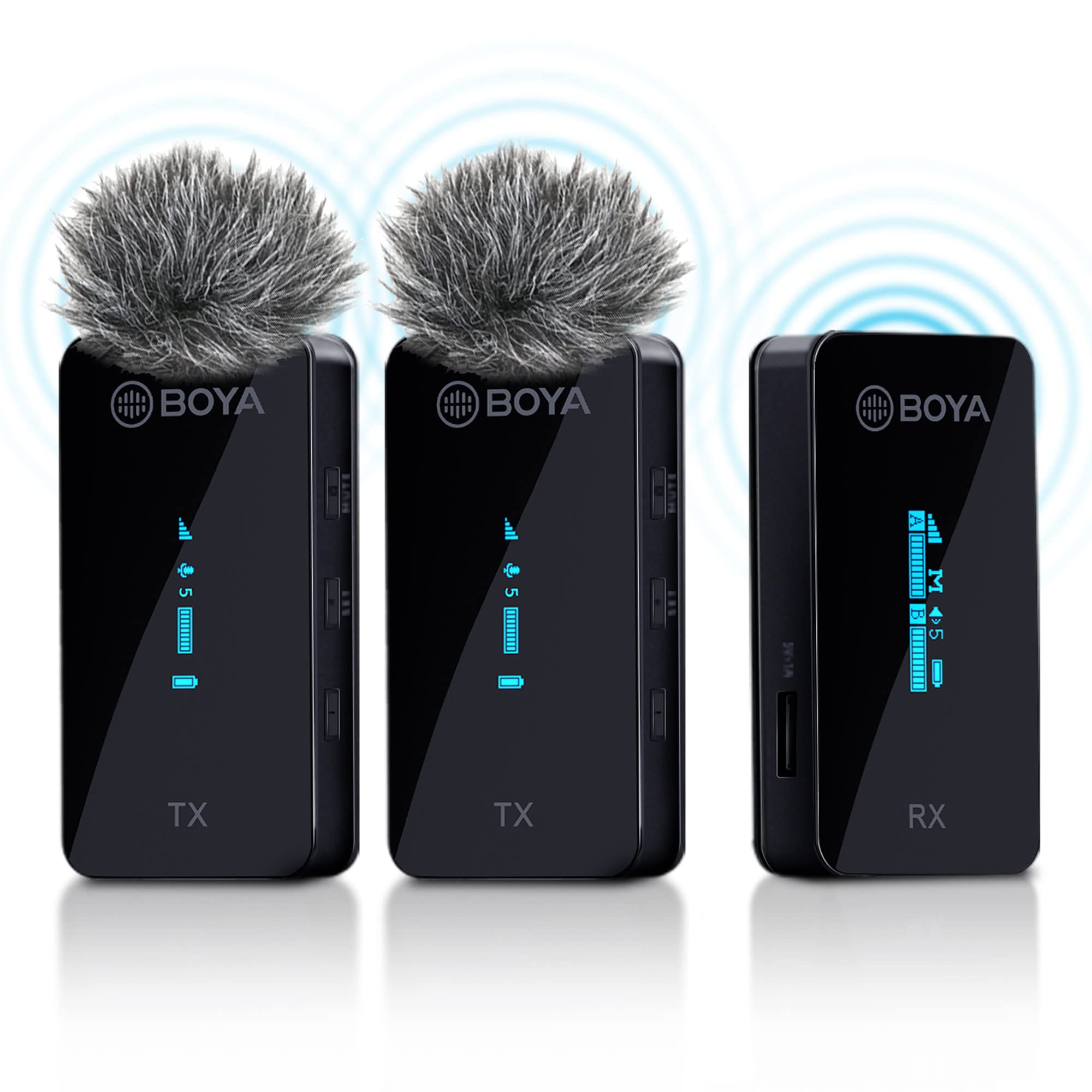 Boya Wireless Lavalier Microphone System, By Xm6 2.4Ghz Dual Lavalier Mic Lapel Microphone For Iphone/Android, Dslr Camera Micro
