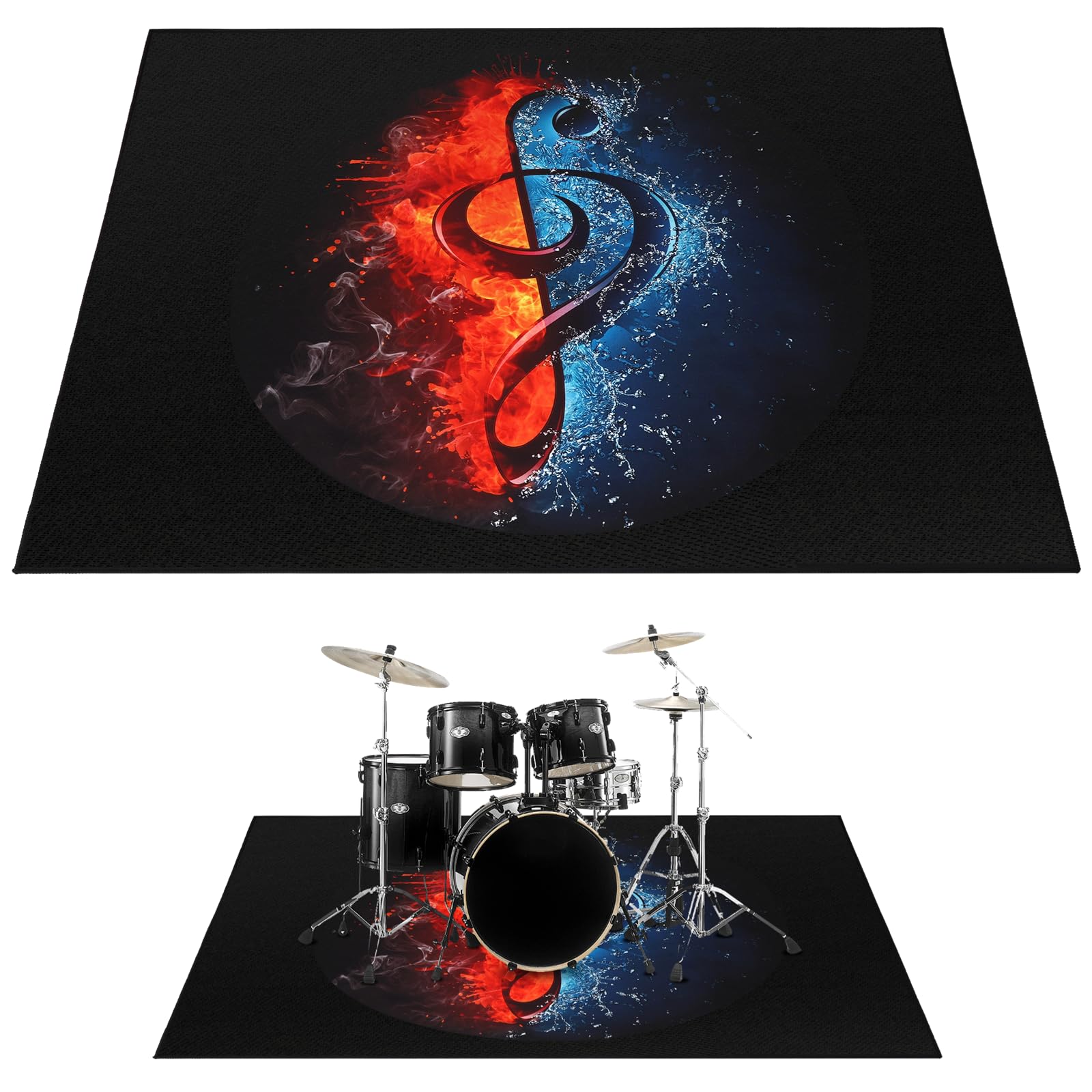 Anjetan Drum Rug, Drum Mat, Electrical Drum Carpet Soundproof Rug Pads Drum Accessories for Electric Drums Jazz Drum Set, Gift f