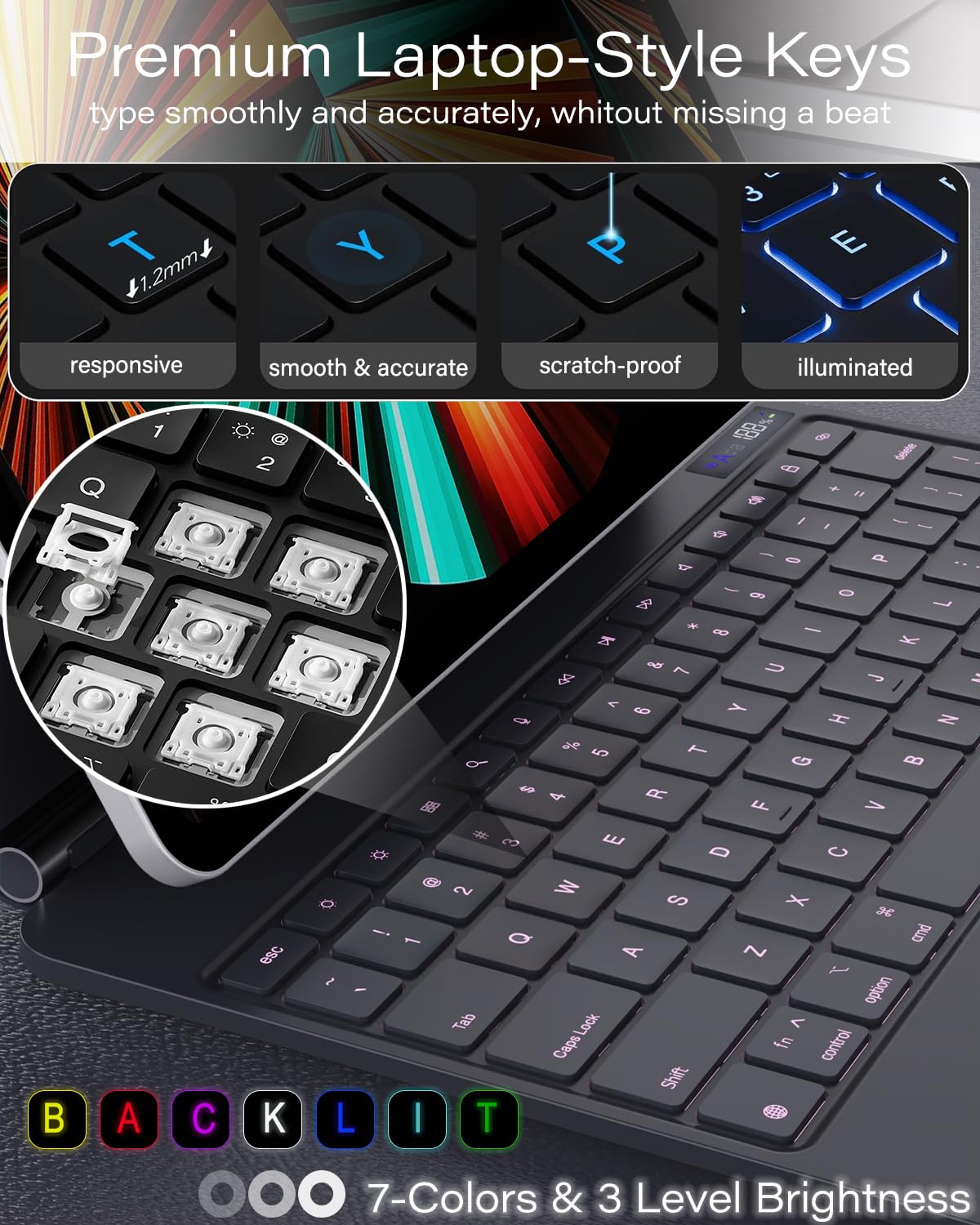 Zenlu Ipad Pro 13 Inch M4 Case With Keyboard, Magic Style Keyboard, Multi Touch Trackpad, Floating Cantilever Stand, Smart Backl