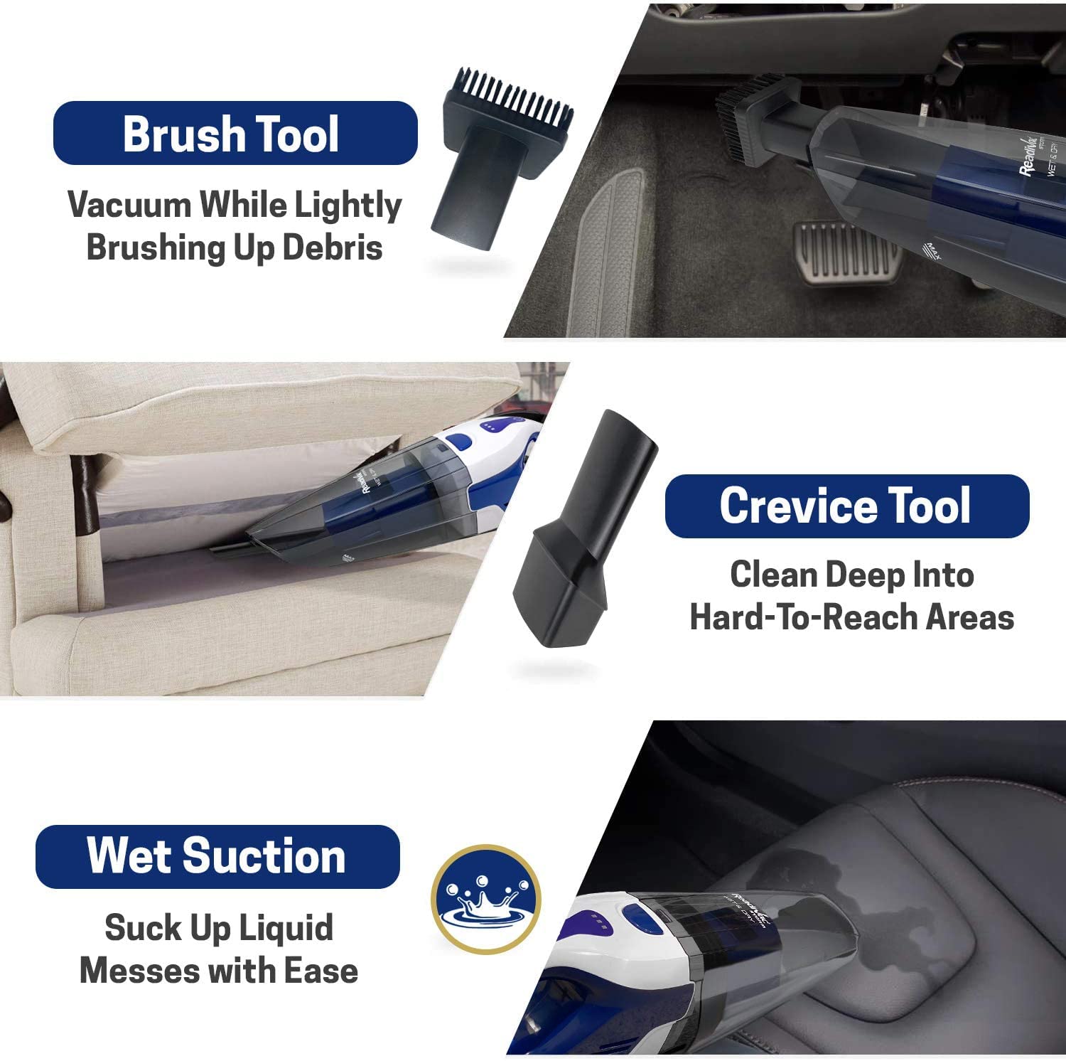 Readivac Kirby Storm Handheld, Wet & Dry Vacuum Cleaner, Powerful Cordless Hand Vac For Home & Car, Small Lightweight Handvac, 2
