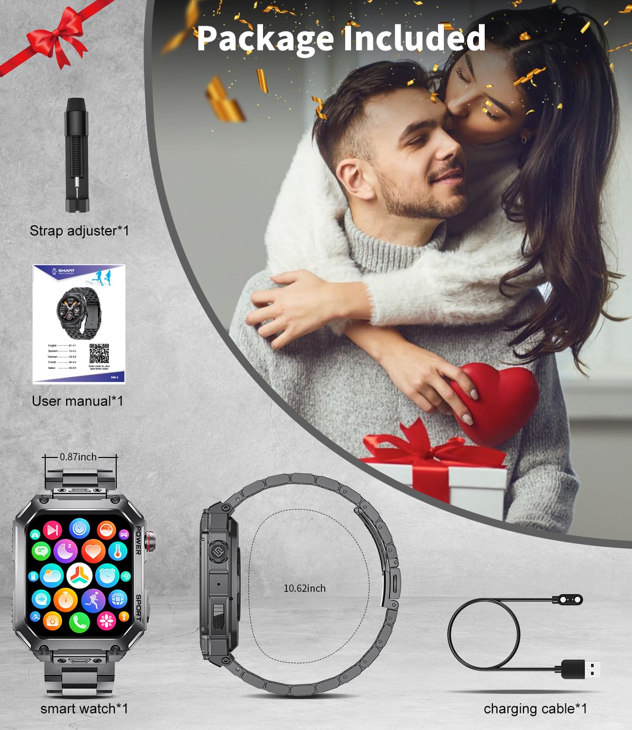 Lige Military Smart Watches For Men, 1.96 ' ' Hd Screen Smartwatch With Answer Make Call, Metal Smart Watch For Ios Android Phon